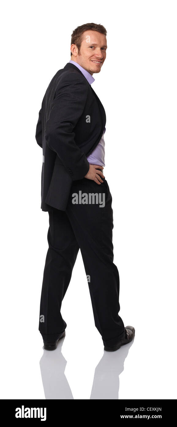 Porträt von lächelnden Geschäftsmann auf weißem Hintergrund Stockfoto
