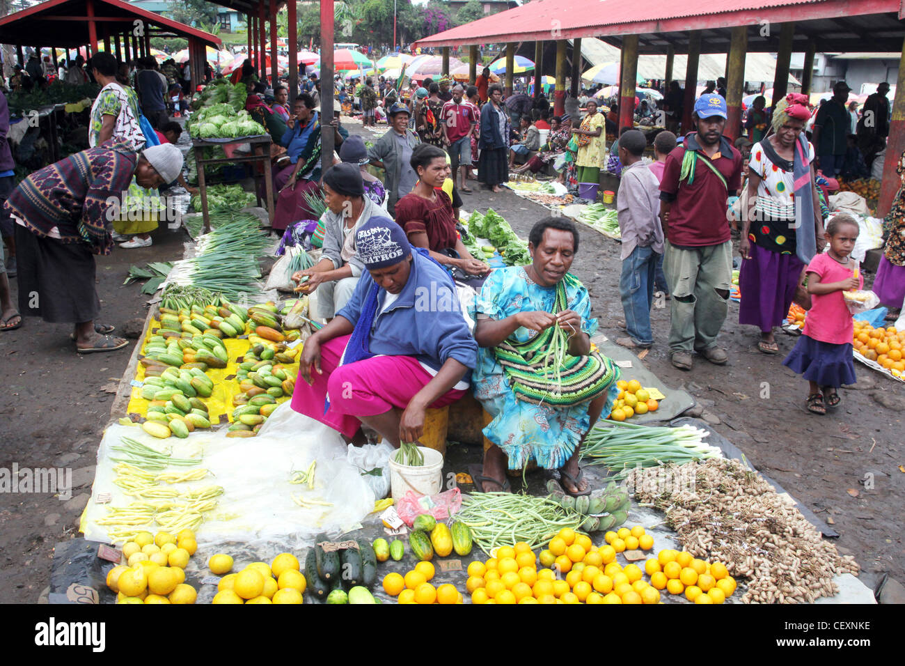 Goroka Markt, Eastern Highlands Province, Papua Neu Guinea - Markt in Goroka, Papua Neuguinea Stockfoto