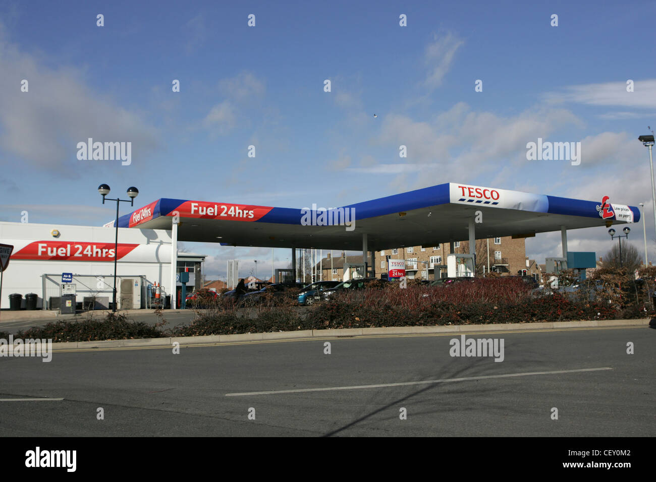 Tesco-Tankstelle Stockfoto