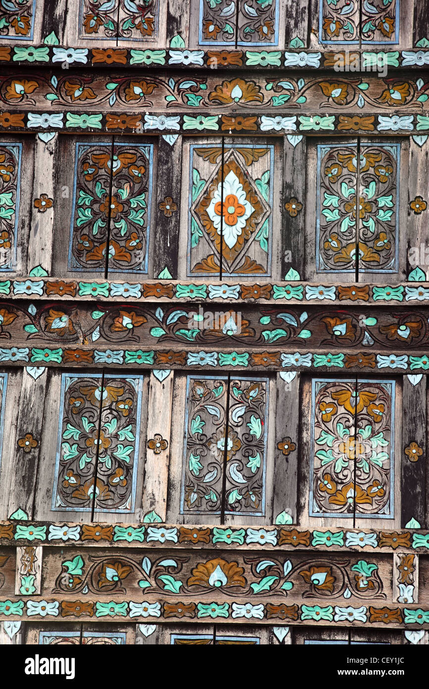 Detail der Minangkabau Traditionshaus. Bukittinggi, West-Sumatra, Sumatra, Indonesien, Süd-Ost-Asien, Asien Stockfoto