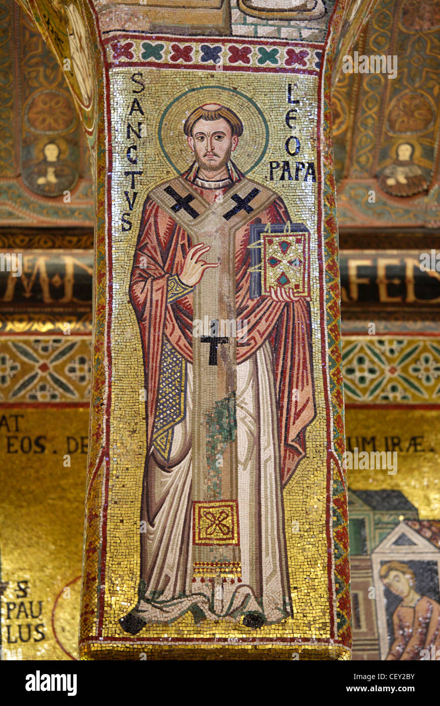 Byzantinischen Mosaiken in der Cappella Palatina im Normannenpalast Könige, Palermo, Sizilien, Italien Stockfoto