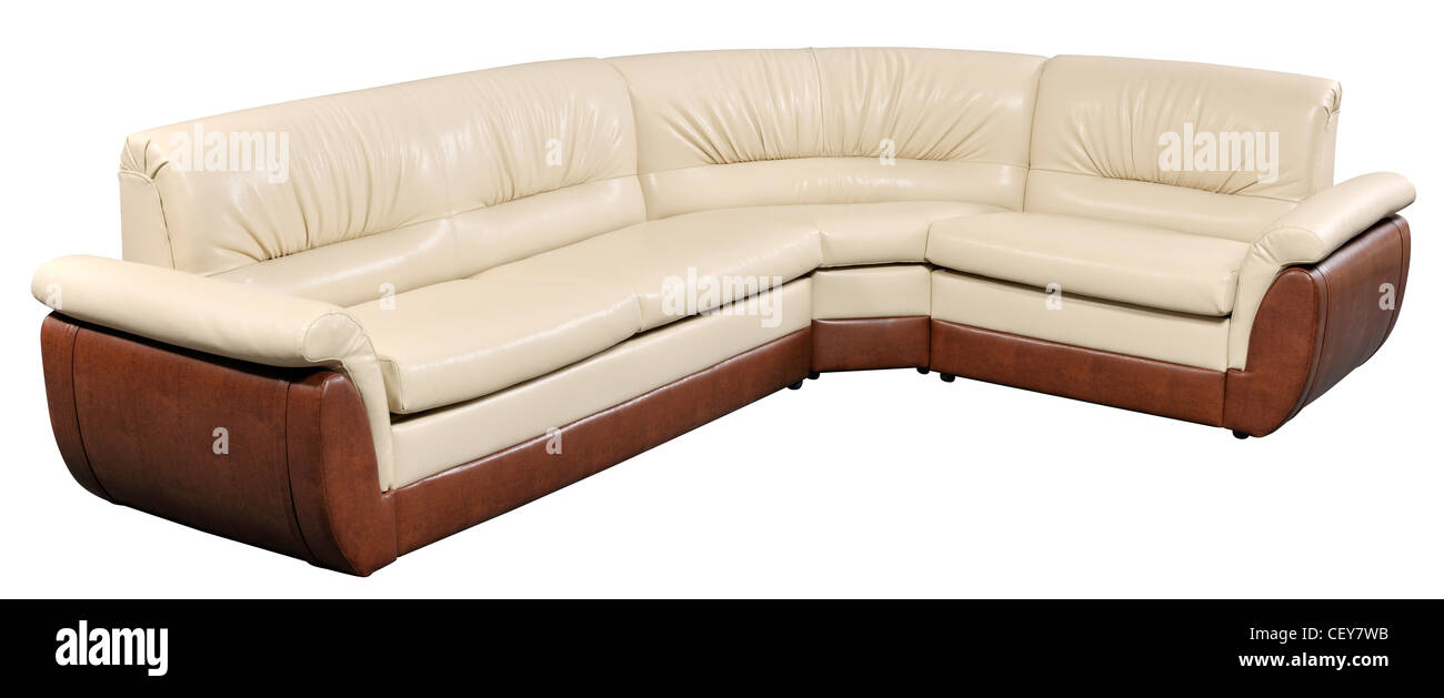 Modernen weißen Führer Möbel, weiches Sofabett isoliert auf weiss mit Beschneidungspfad enthalten Stockfoto