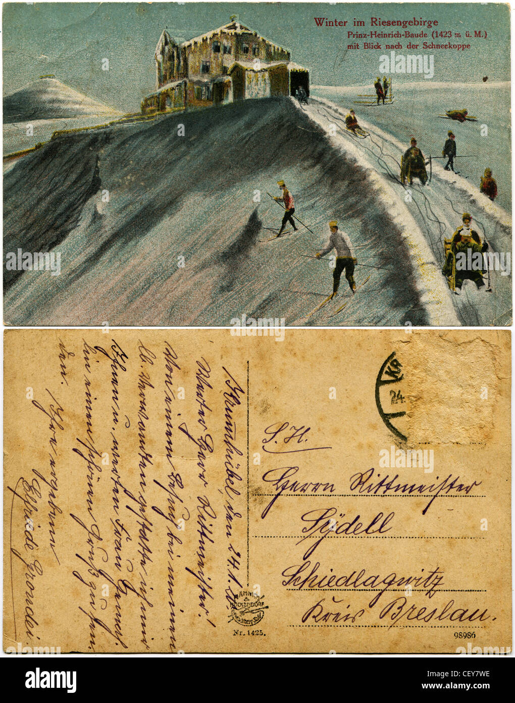 winter in der ries passagier birge prinz heinrich hutte mit blick auf die schneekoppe cey7we