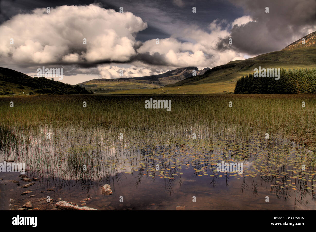 Straße nach Elgol, Isle Of Skye, Schottland Loch Panorama Stockfoto