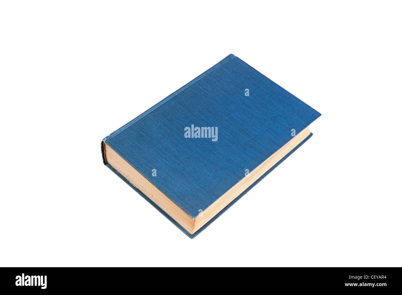 Eine alte, im Alter von blauen Hardcover-Buch isoliert auf weiss. Designer können Kopie auf Leeres Deckblatt platzieren. Stockfoto