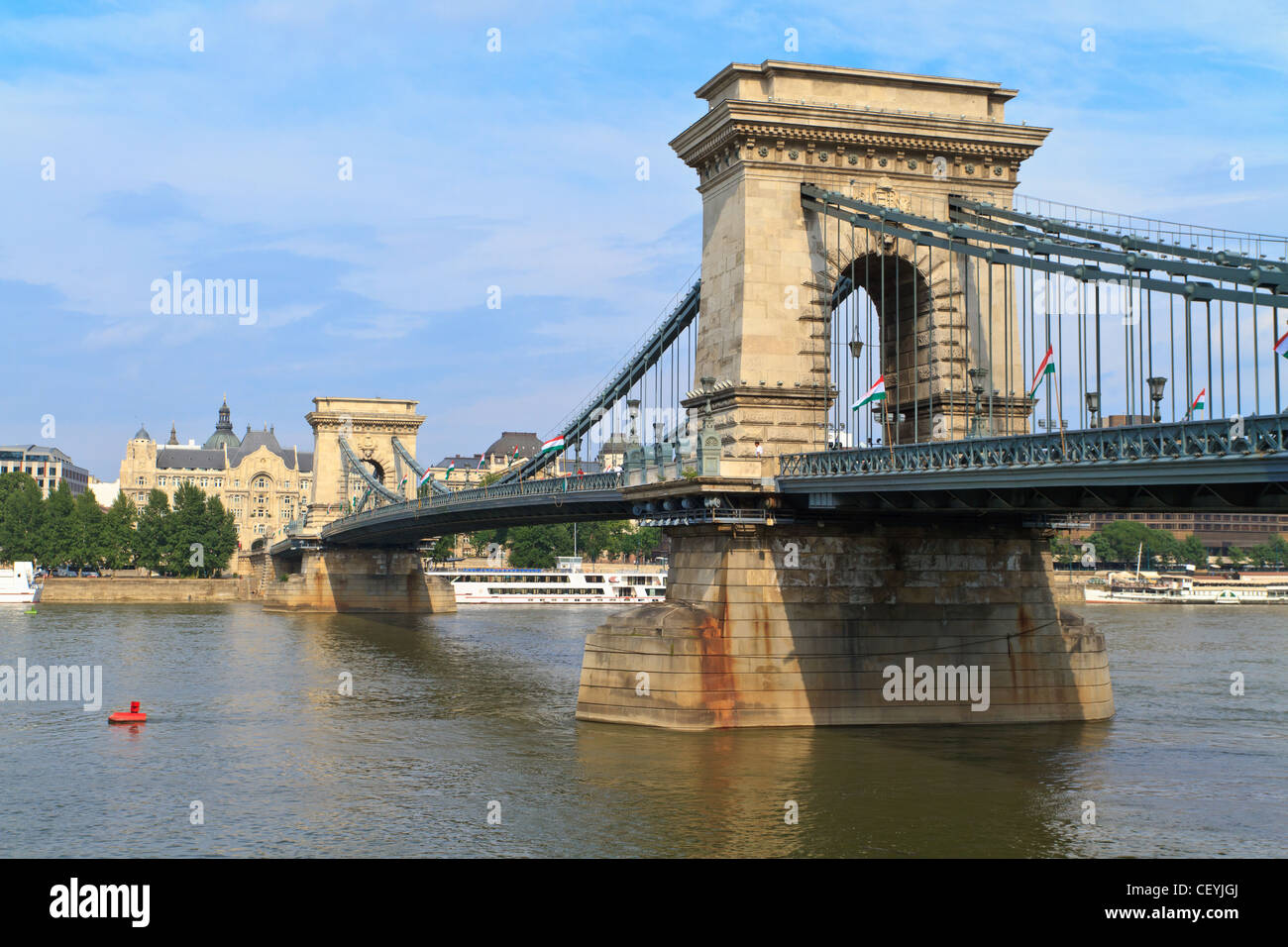 Budapest-Kettenbrücke über die Donau, Ungarn Stockfoto