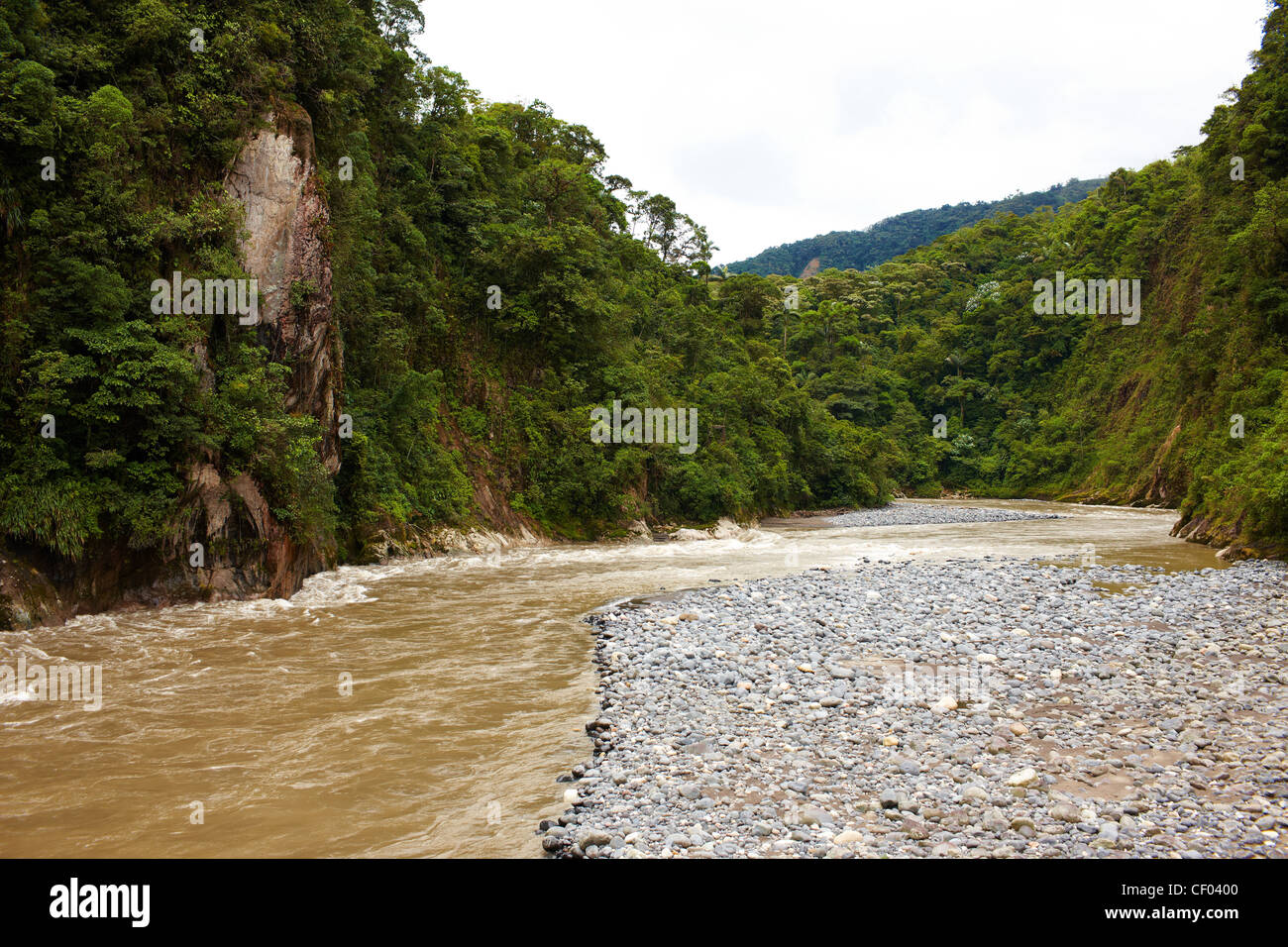 Fluss im Dschungel, Wasserfälle, Felsen, Steinen Stockfoto