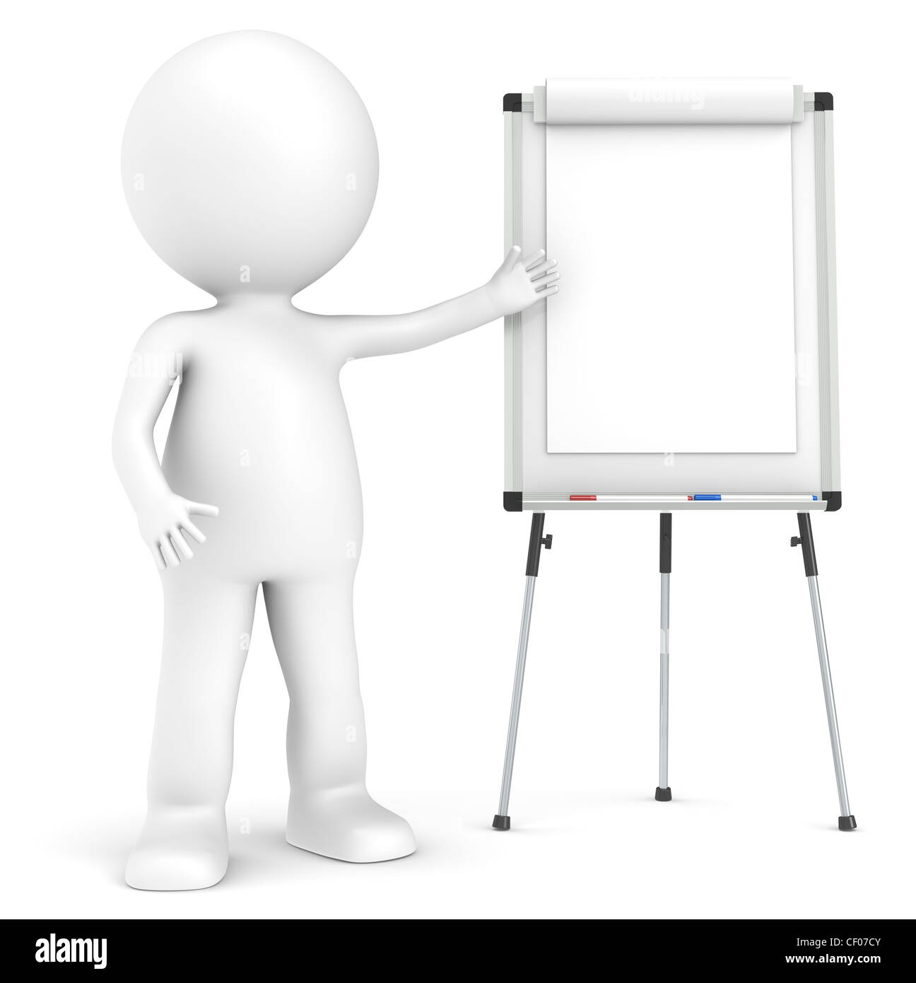 3D wenig menschlichen Charakter mit einem leeren Flipchart und Whiteboard  Stockfotografie - Alamy