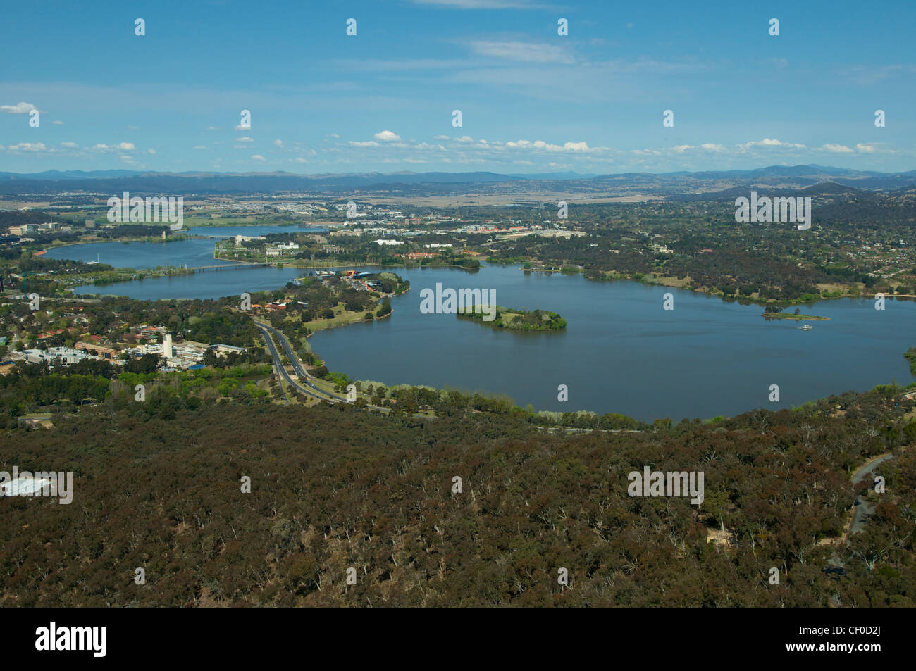 Panoramablick über Canberra und fernen New South Wales Australien Stockfoto