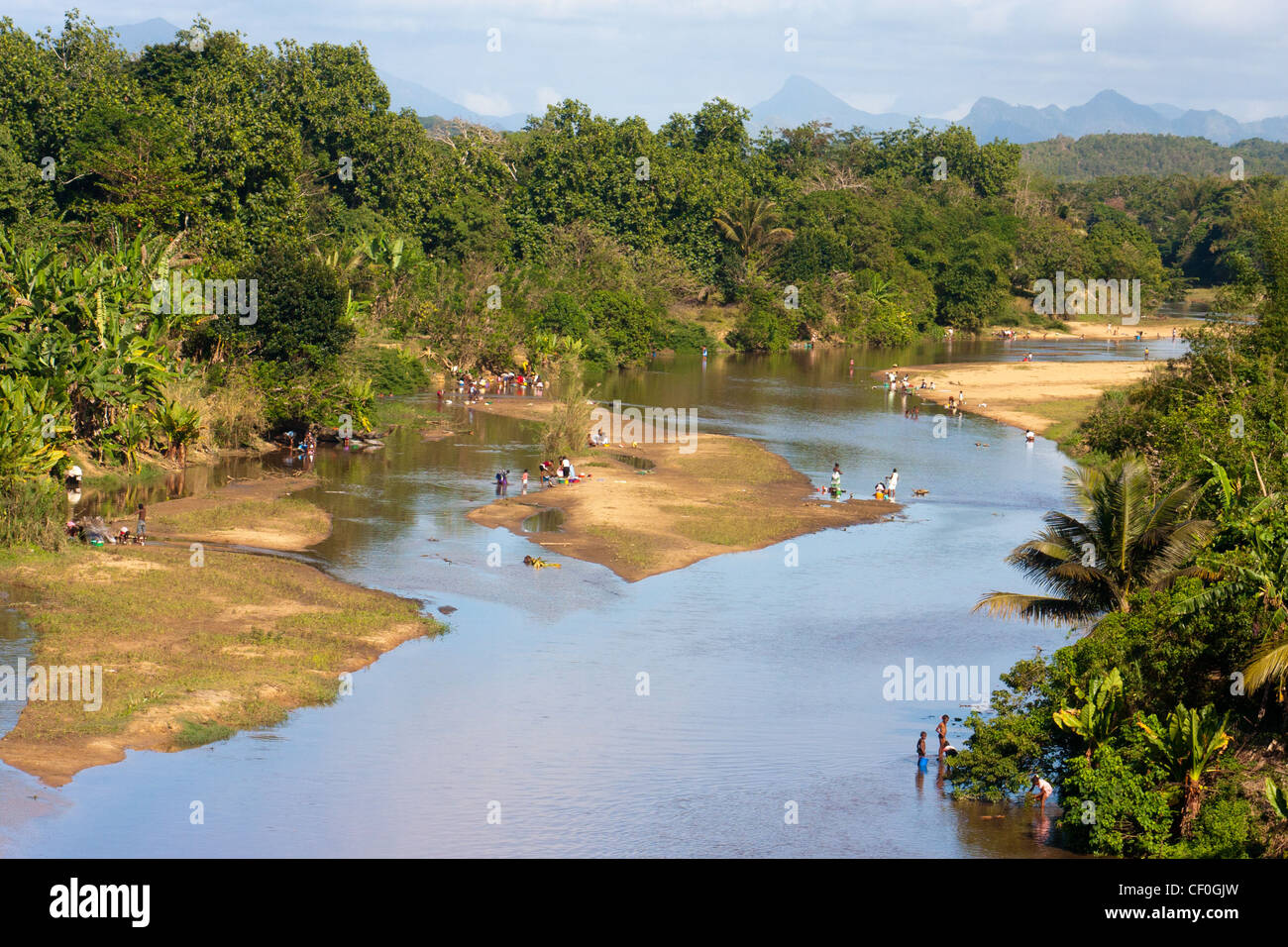 Entlang des Flusses Ankavanana in der Nähe von Antalaha Stockfoto
