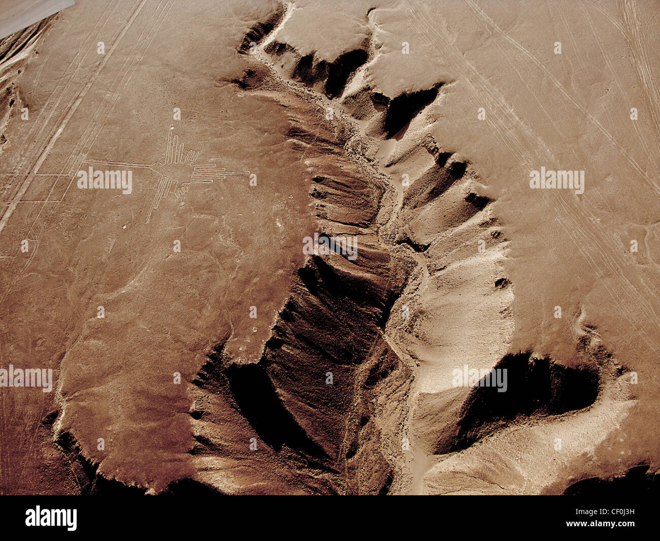 Nazca-Linien, sind eine Reihe von alten Geoglyphen befindet sich in der Nazca-Wüste im Süden Perus erstellt von Nazca-Kultur Stockfoto