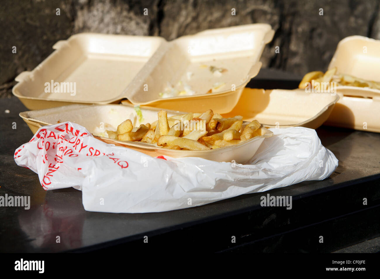 Fast-Food-Container zu verschwenden Stockfoto