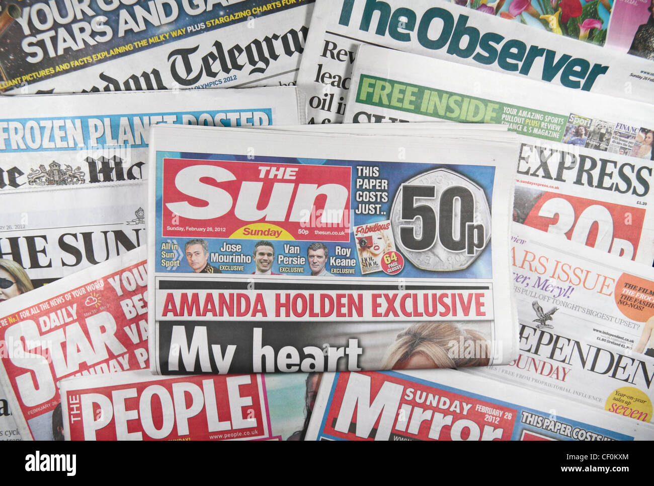 Die "Sun on Sunday" Boulevardzeitung britische Sonntagszeitung am 26. Februar 2012 auf andere UK nationalen Sonntagszeitungen ins Leben gerufen. Stockfoto