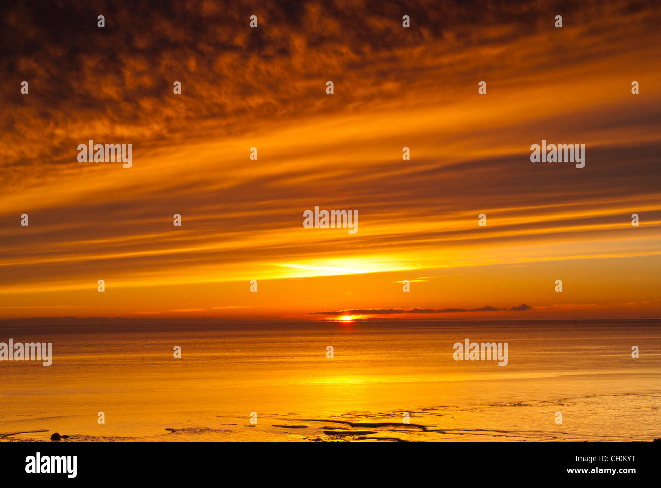 Sonnenuntergang, Solway Firth, Dumfriesshire, Schottland, winter Stockfoto