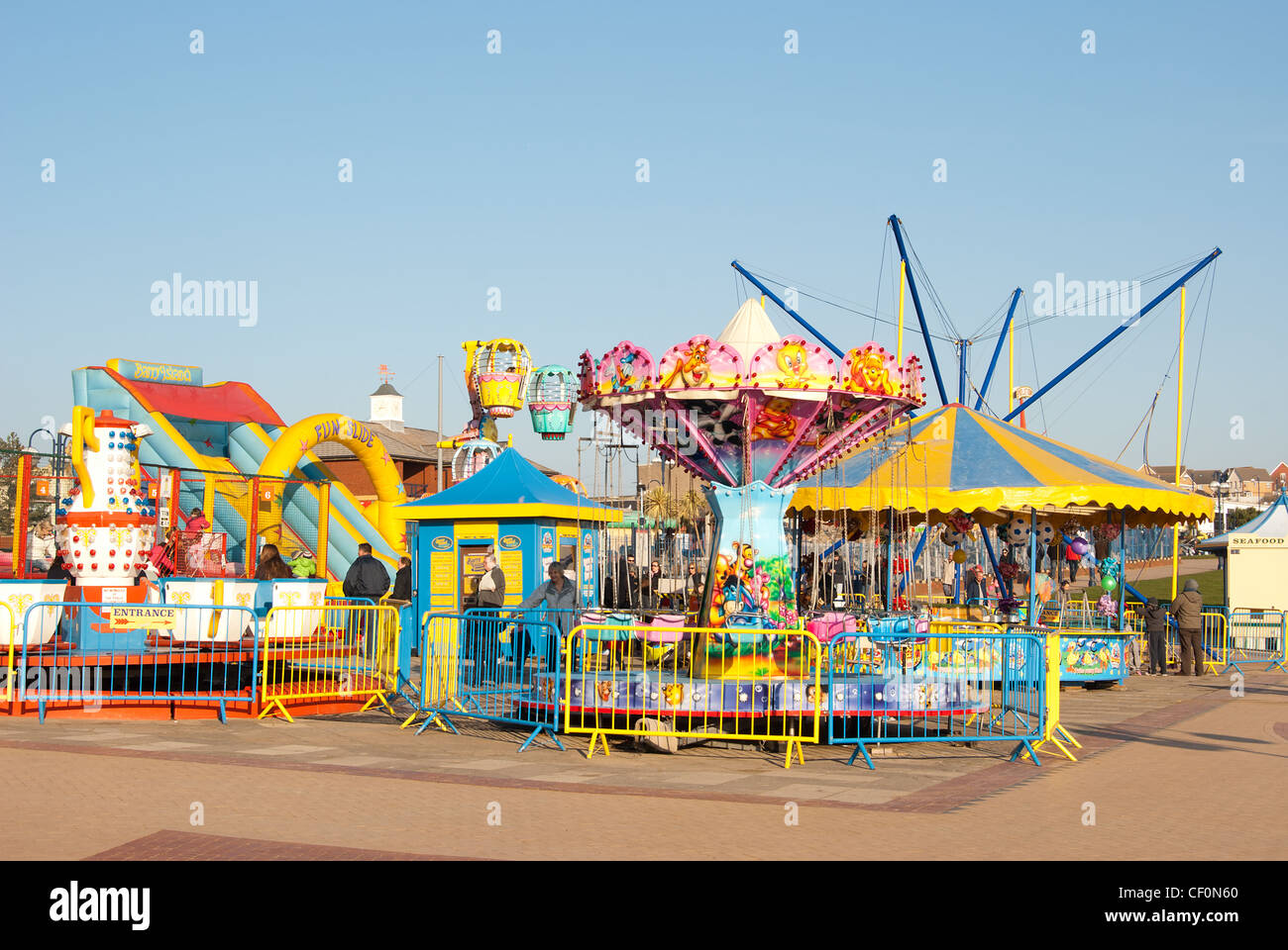 Kirmes rides an Barry Island, South Wales, UK, Lage der beliebten TV-Serie Gavin & Stacey Dreharbeiten Stockfoto