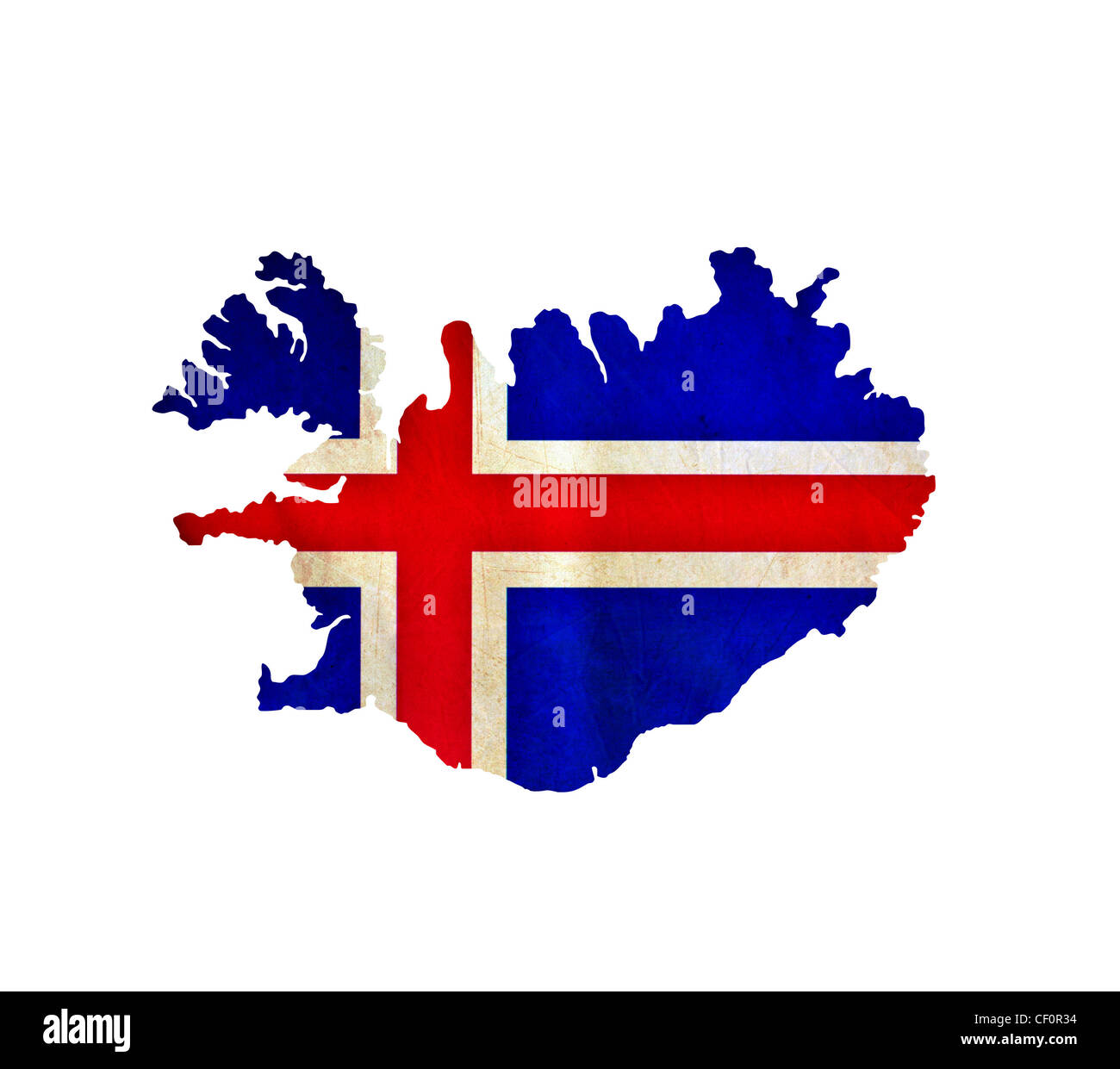 Karte von Island isoliert Stockfoto