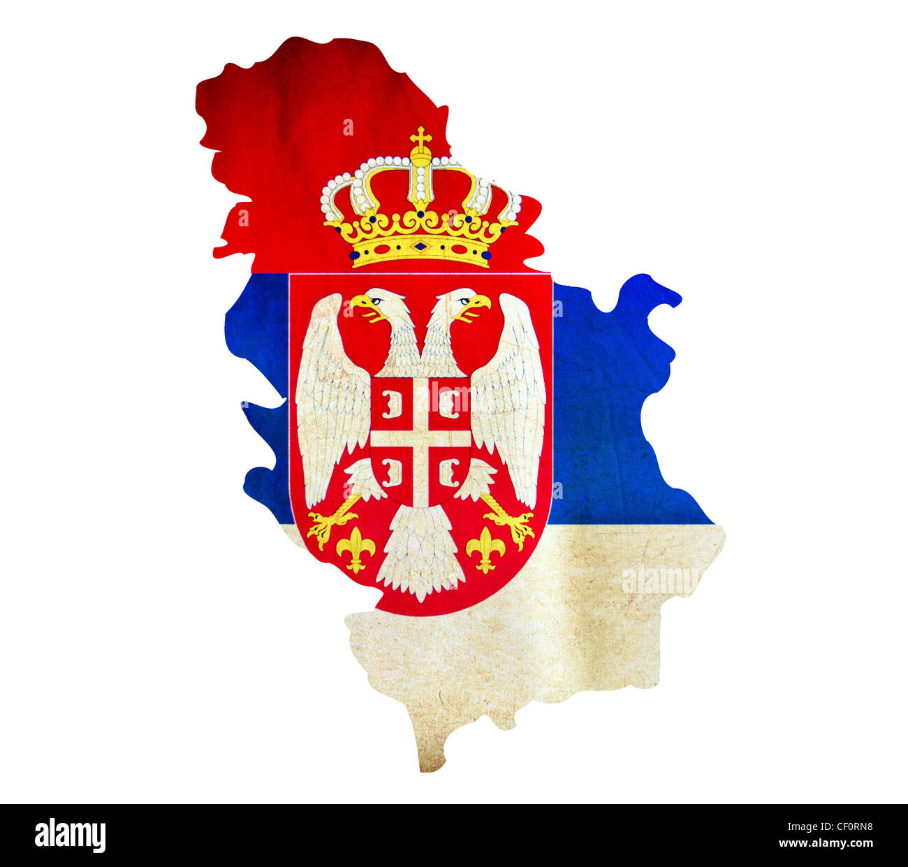 Karte von Serbien isoliert Stockfoto