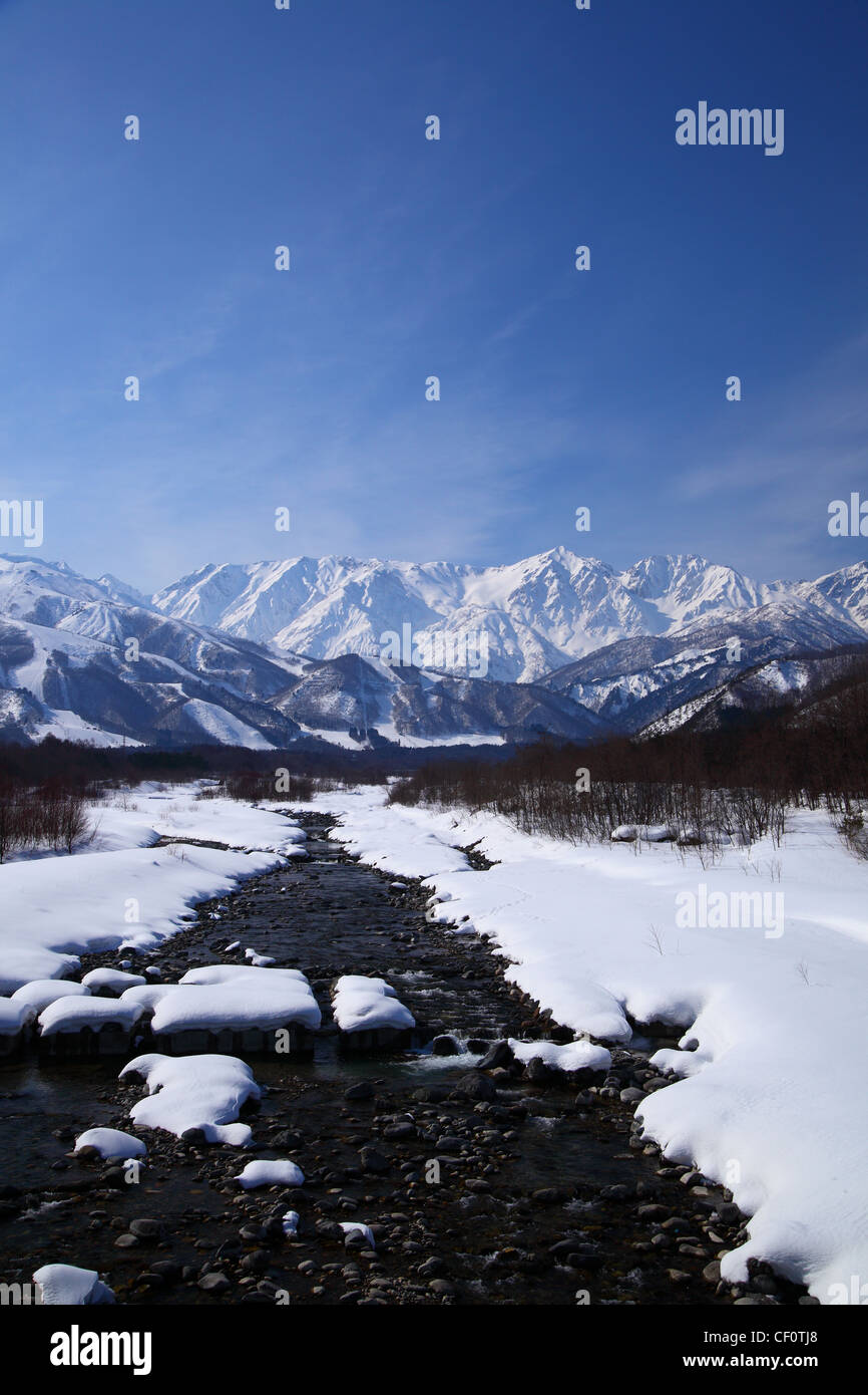 Mt. Shiroumadake, Hakuba Dorf im Winter, Nagano, japan Stockfoto