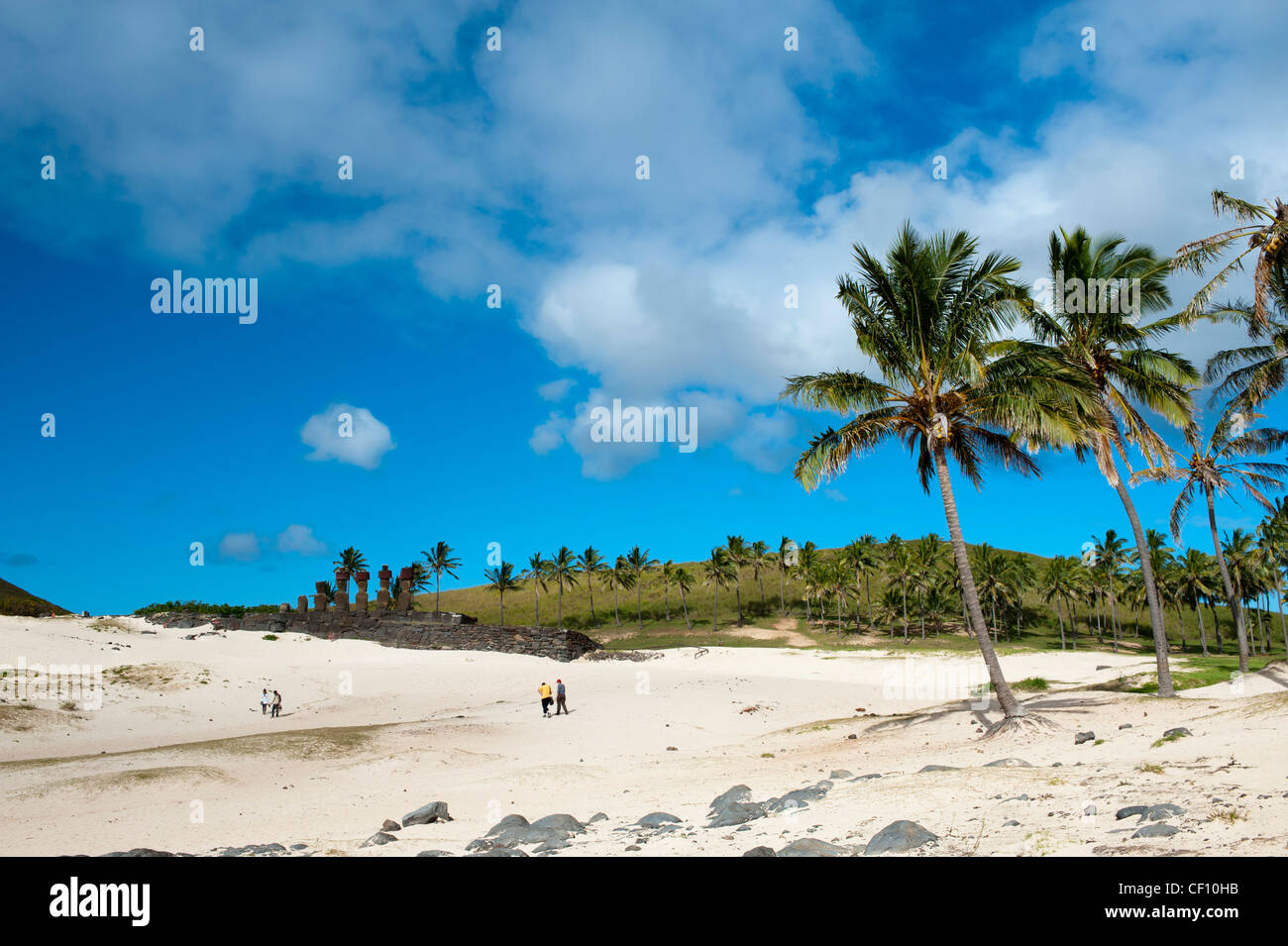 Anakena, Rapa Nui, Osterinsel, Chile. Stockfoto