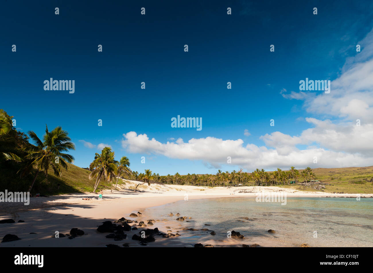Anakena Strand, Rapa Nui, Osterinsel, Chile. Stockfoto