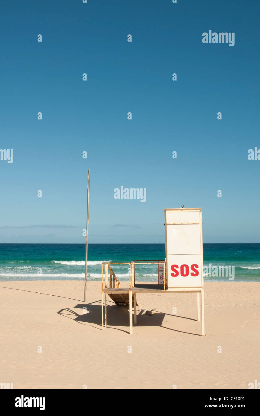 SOS Strandwache Fuerteventura Kanarische Inseln Stockfoto