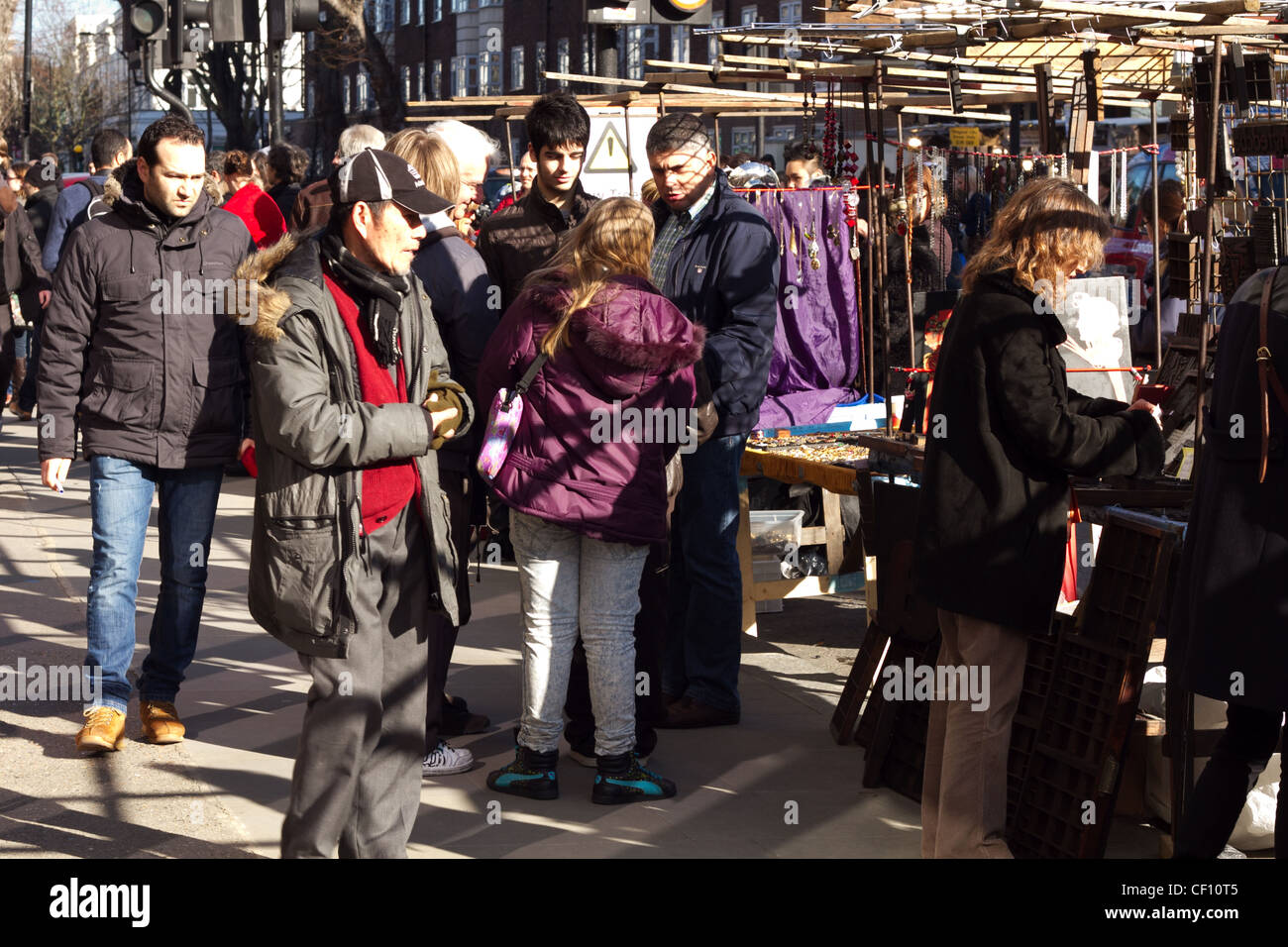 Shopper in Notting Hill in London Stockfoto