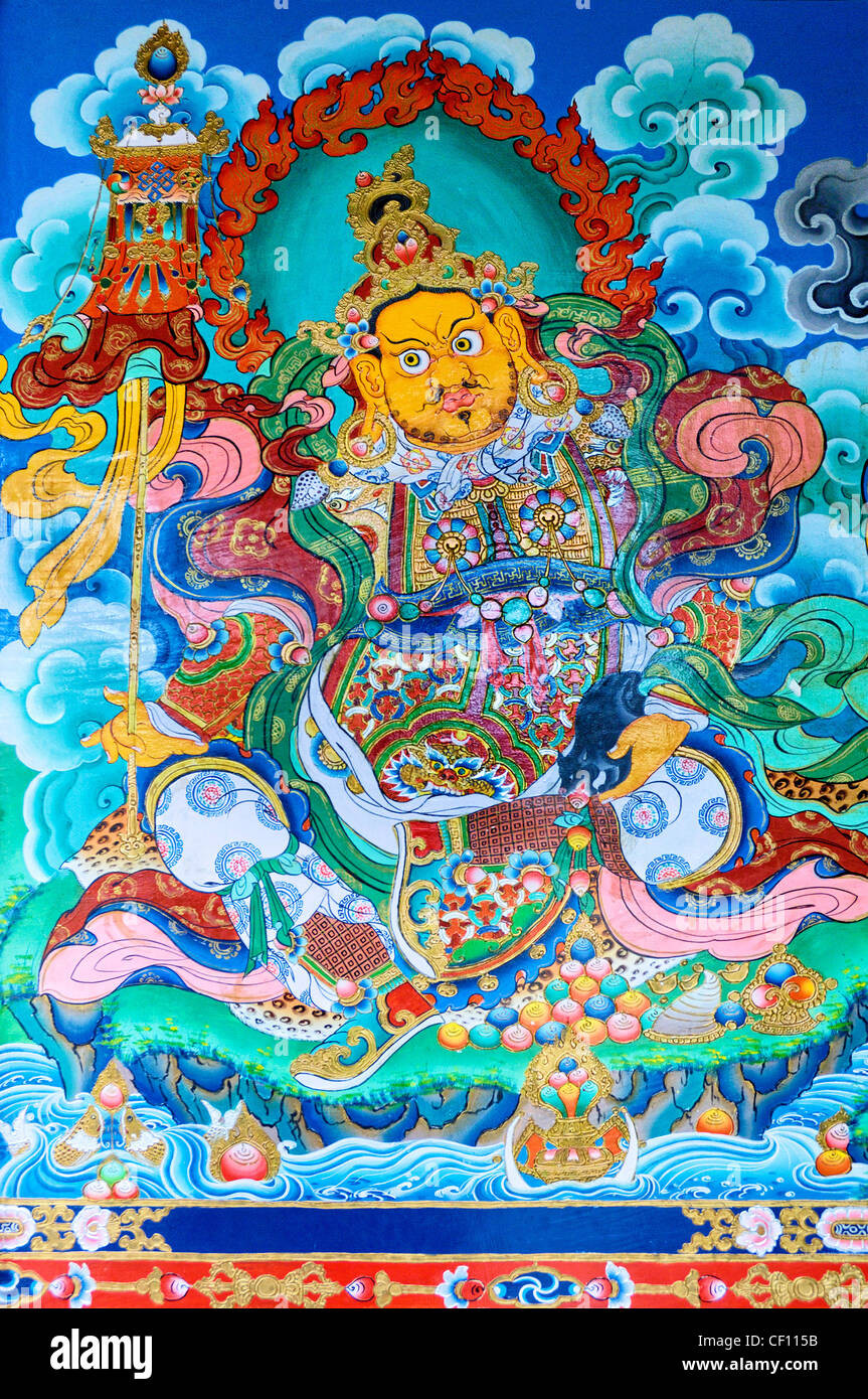 Tibetisch-buddhistischer Malerei, Bhutia Busty Kloster, Darjeeling Stockfoto