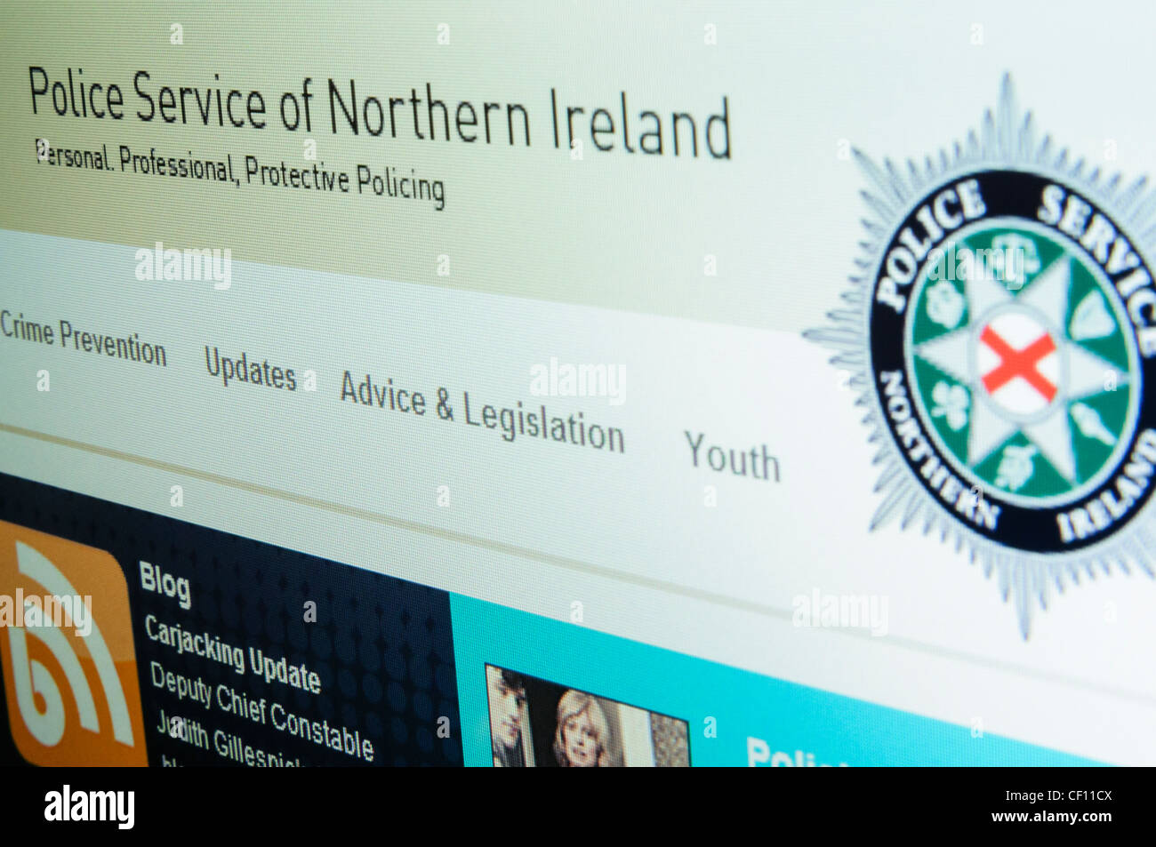 Polizei-Service für Nordirland Webseite Stockfoto