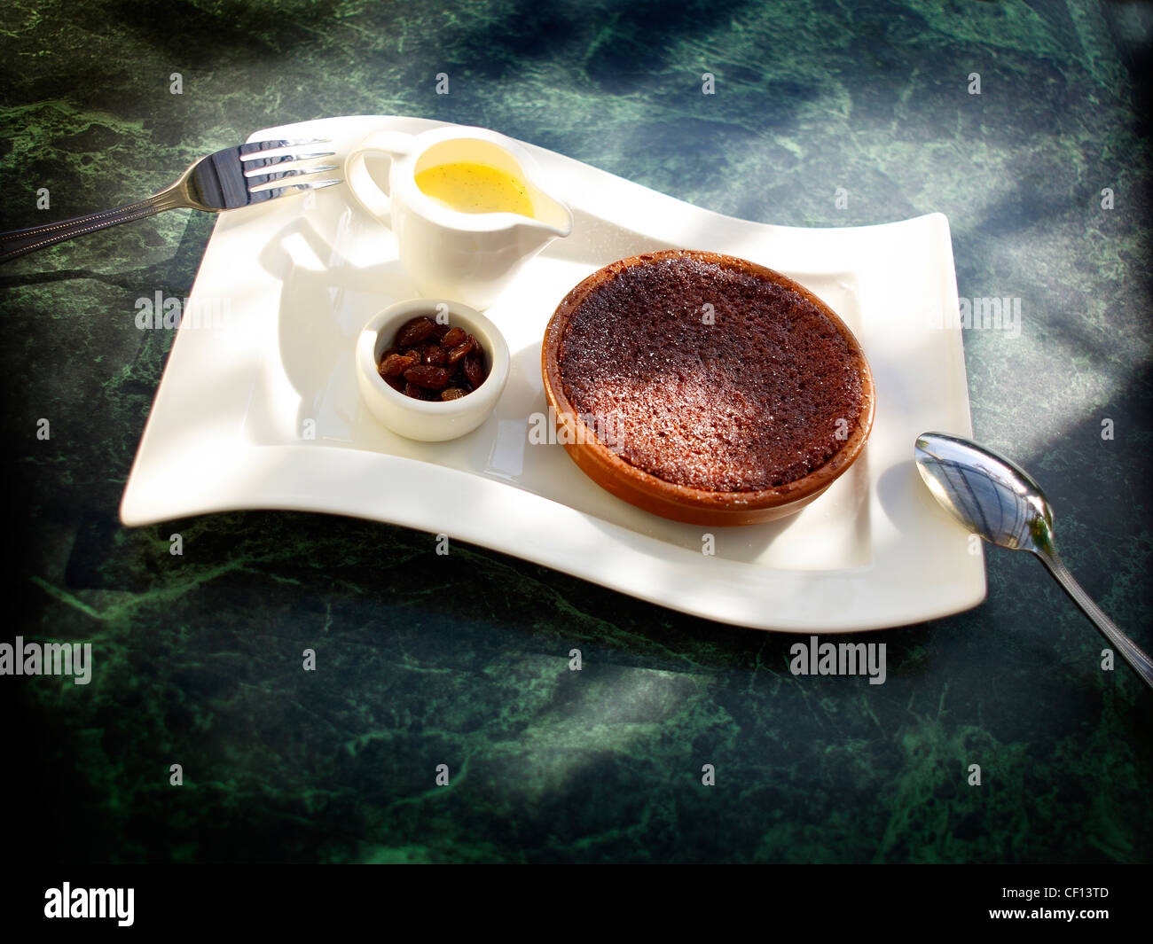 Ein Stillleben Schuss einer Schokolade Flan-Wüste Stockfoto