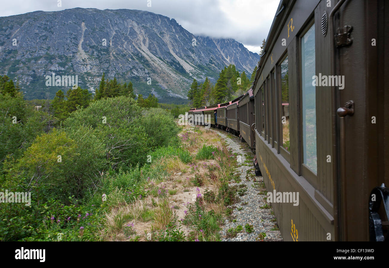 White Pass and Yukon Railroad. In der Nähe von Fraser. Britisch-Kolumbien. Kanada Stockfoto