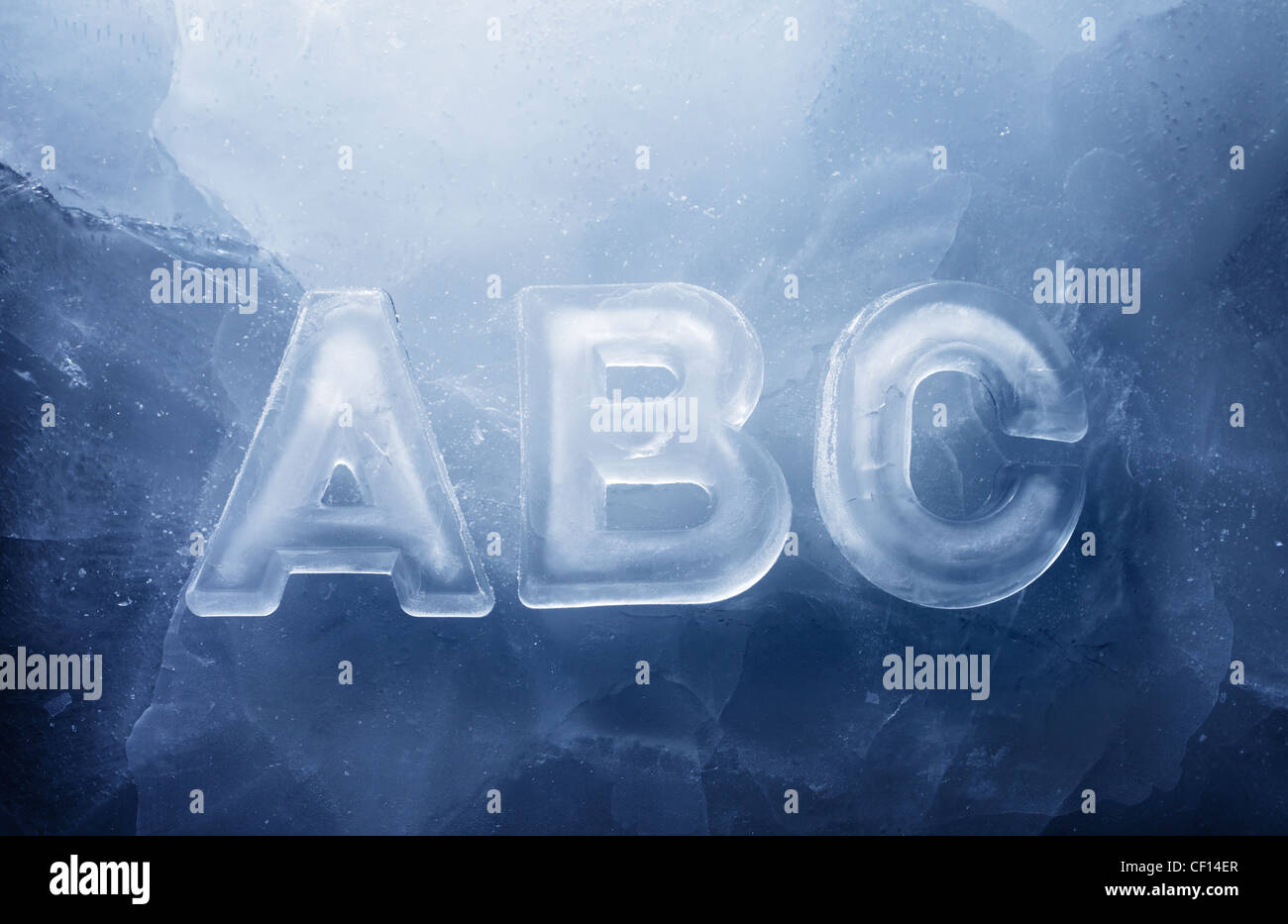 ABC, echtem Eisbuchstaben. Stockfoto
