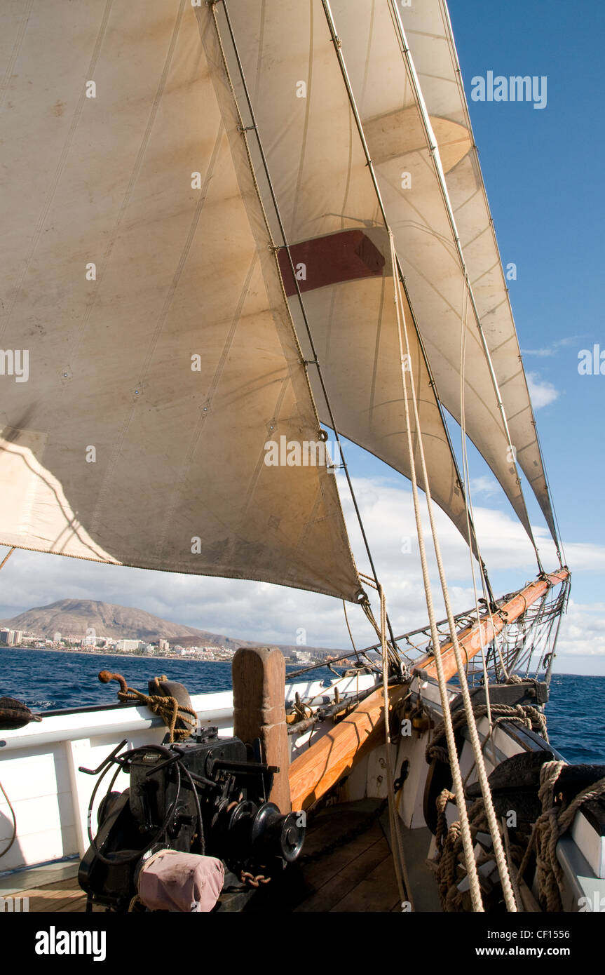 Großsegler Bessie Ellen in der Nähe von Tenerife, Kanarische Inseln. Stockfoto