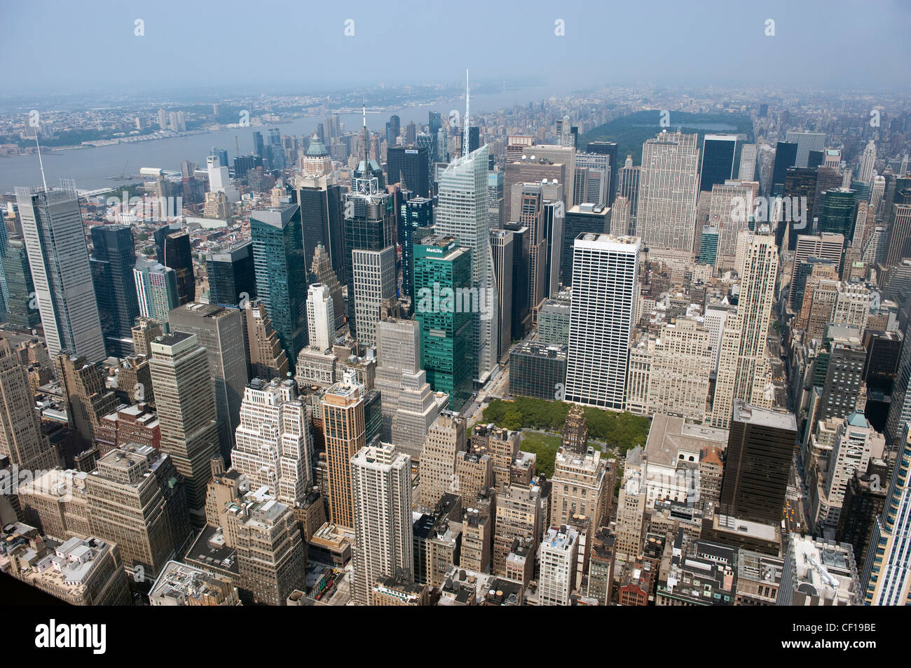 Blick über Manhattan Island vom Empire State Building. New York, USA Stockfoto