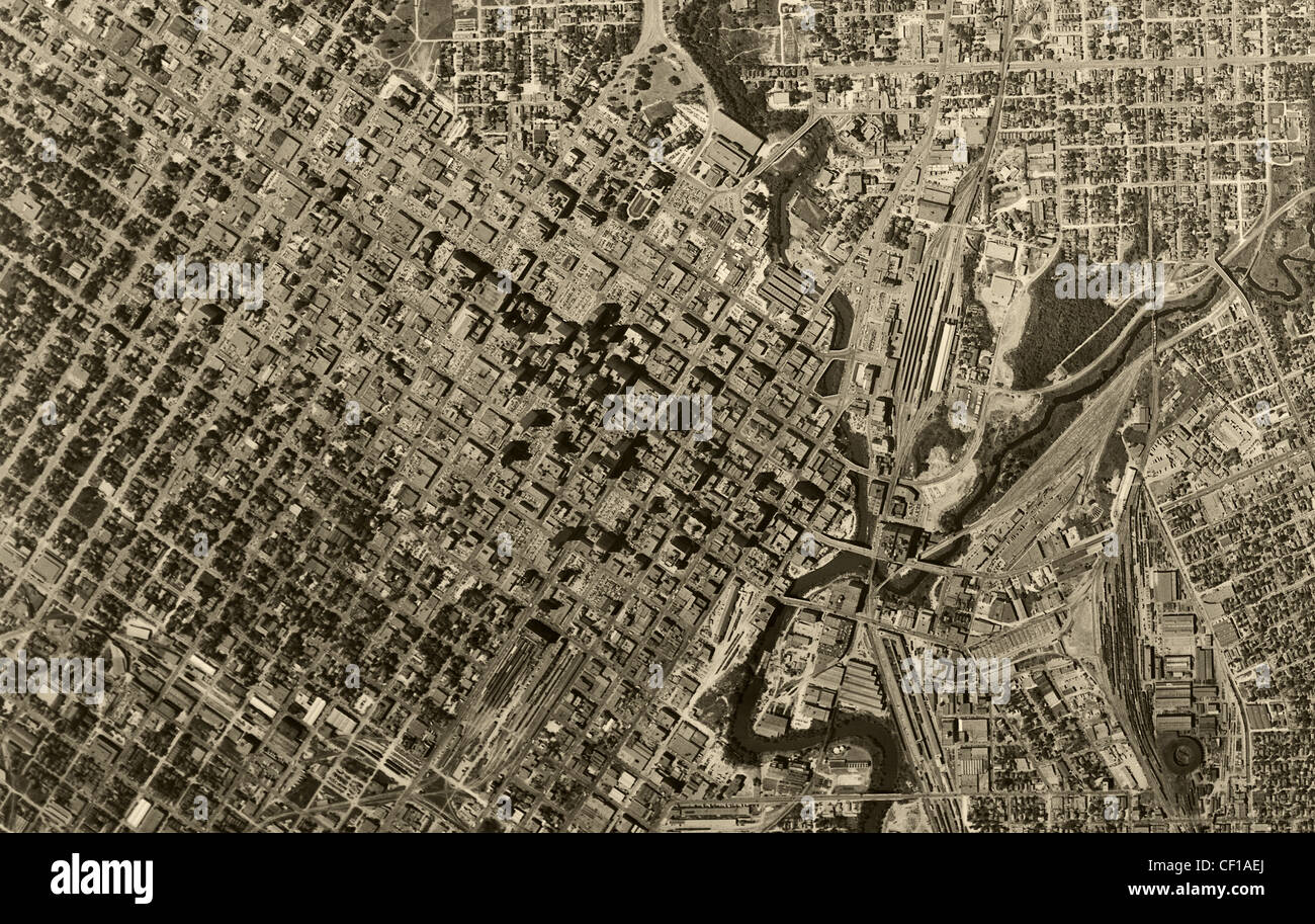 historische Luftaufnahme Houston Texas 1953 Stockfoto