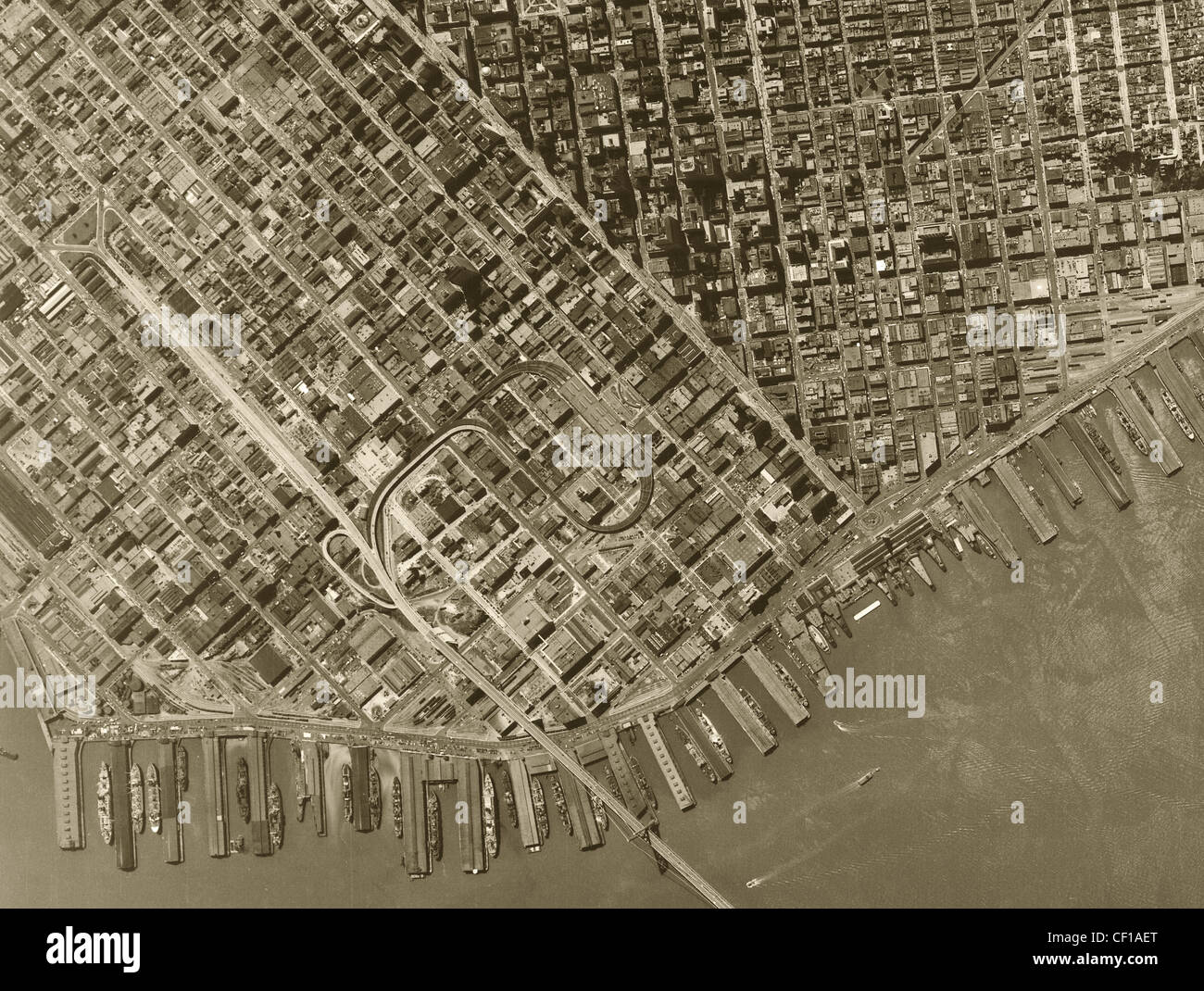 historische Luftaufnahme San Francisco, Kalifornien 1946 Stockfoto