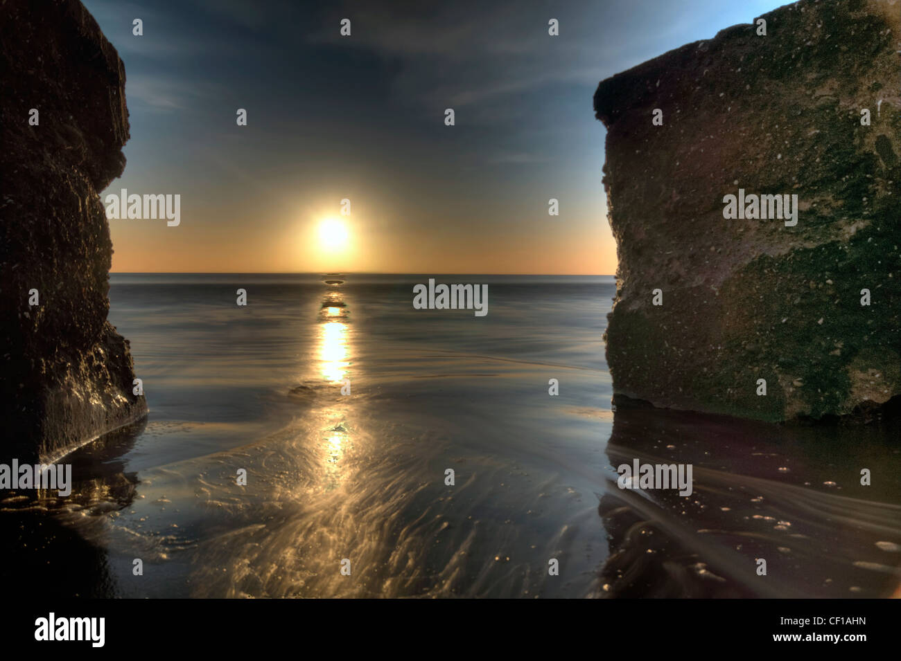 Bridlington Südstrand bei Sonnenaufgang Stockfoto