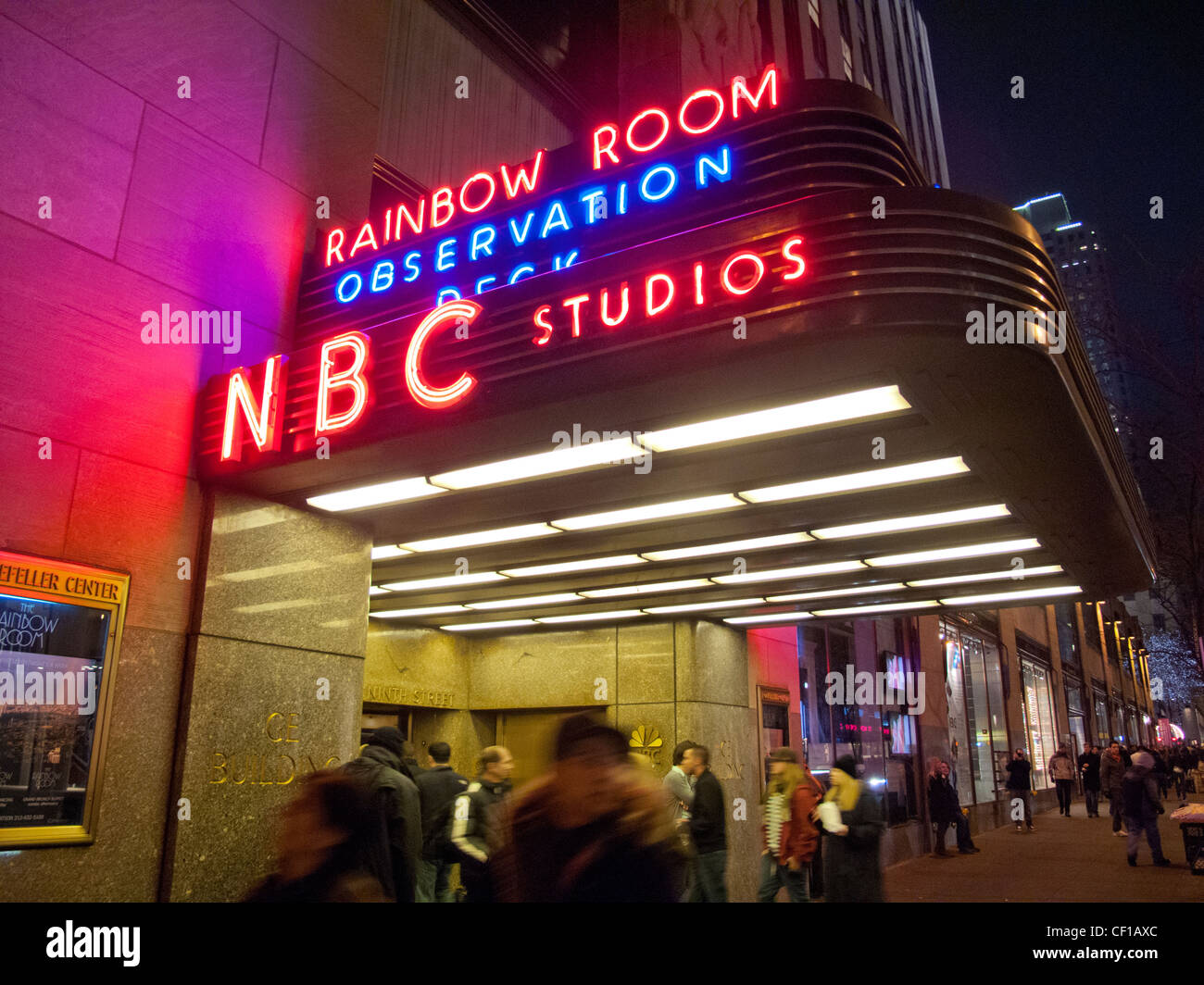 Rainbow Room Leuchtreklame Stockfoto