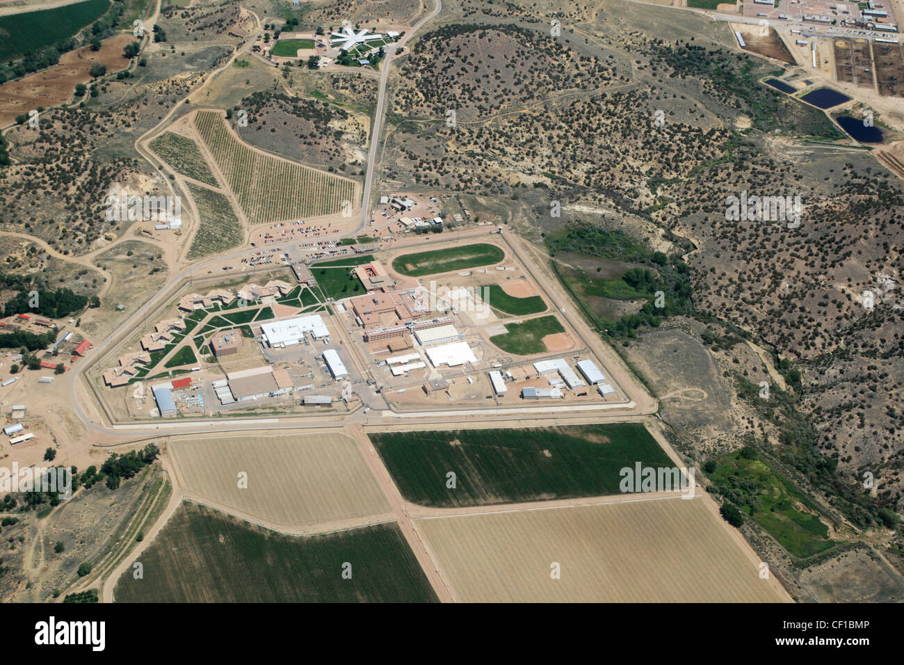 Luftbild der Justizvollzugsanstalt Fremont Gefängnis in Colorado Stockfoto