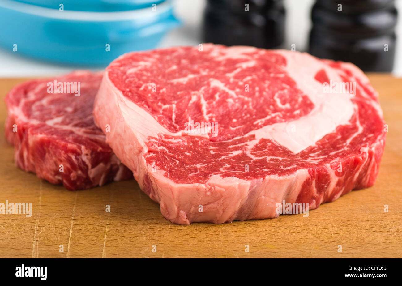 Rohe Ribeye steak Stockfoto
