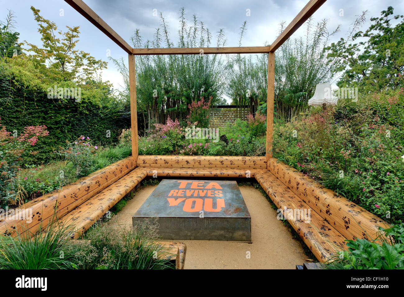 Festival International des Jardins de Chaumont-Sur-Loire 2010 "Jardins Corps et Âmes': Garten"Bon Thé, Bon Thé, Bon Genre" Stockfoto