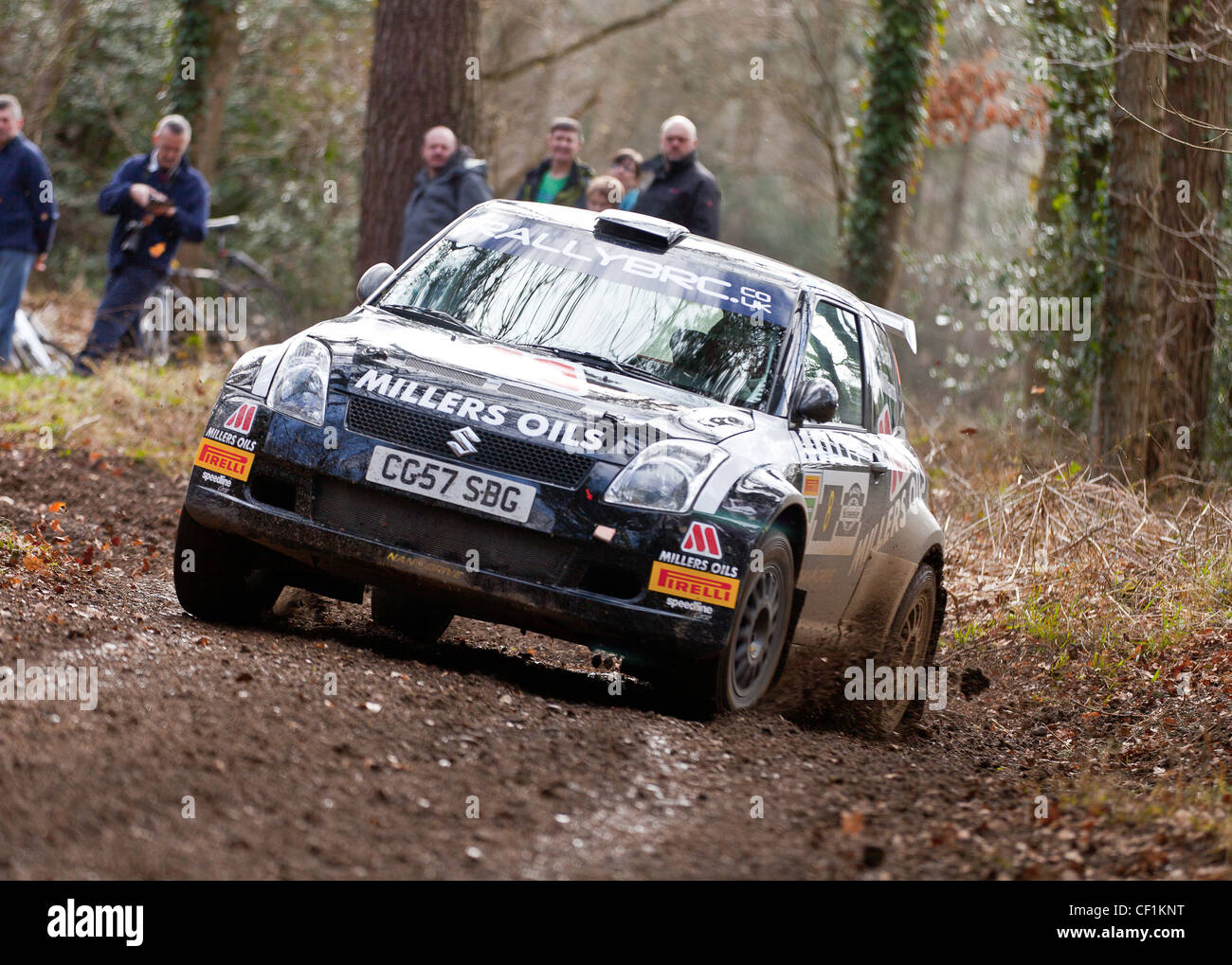 Callum Black in einem Ex arbeitet Suzuki Swift S1600 bei der Rallye Sunseeker 2012, erste Runde der British Rally Championship, BRC. Stockfoto