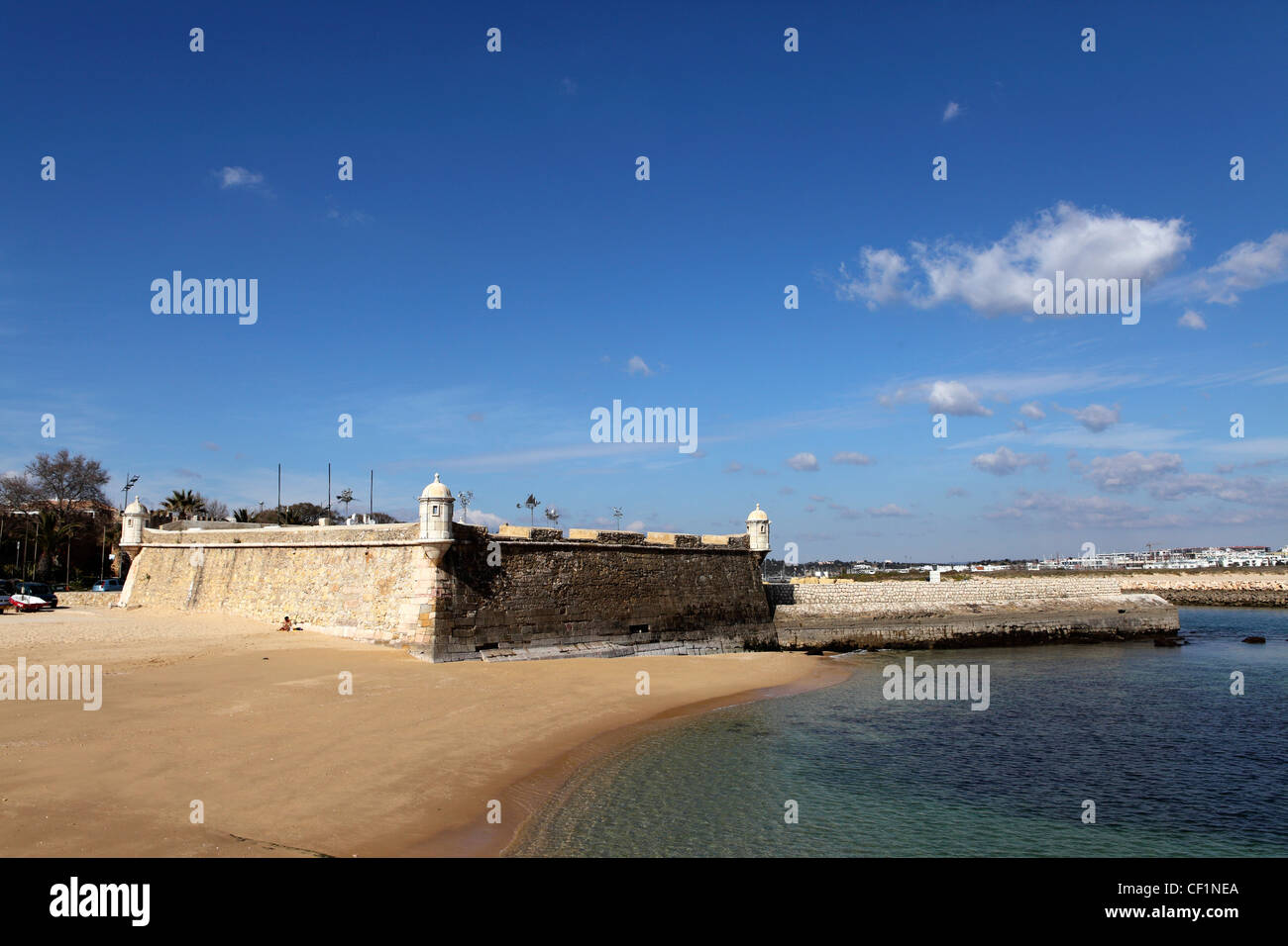 Das Fort Ponta da Bandeira in Lagos, Portugal. Stockfoto