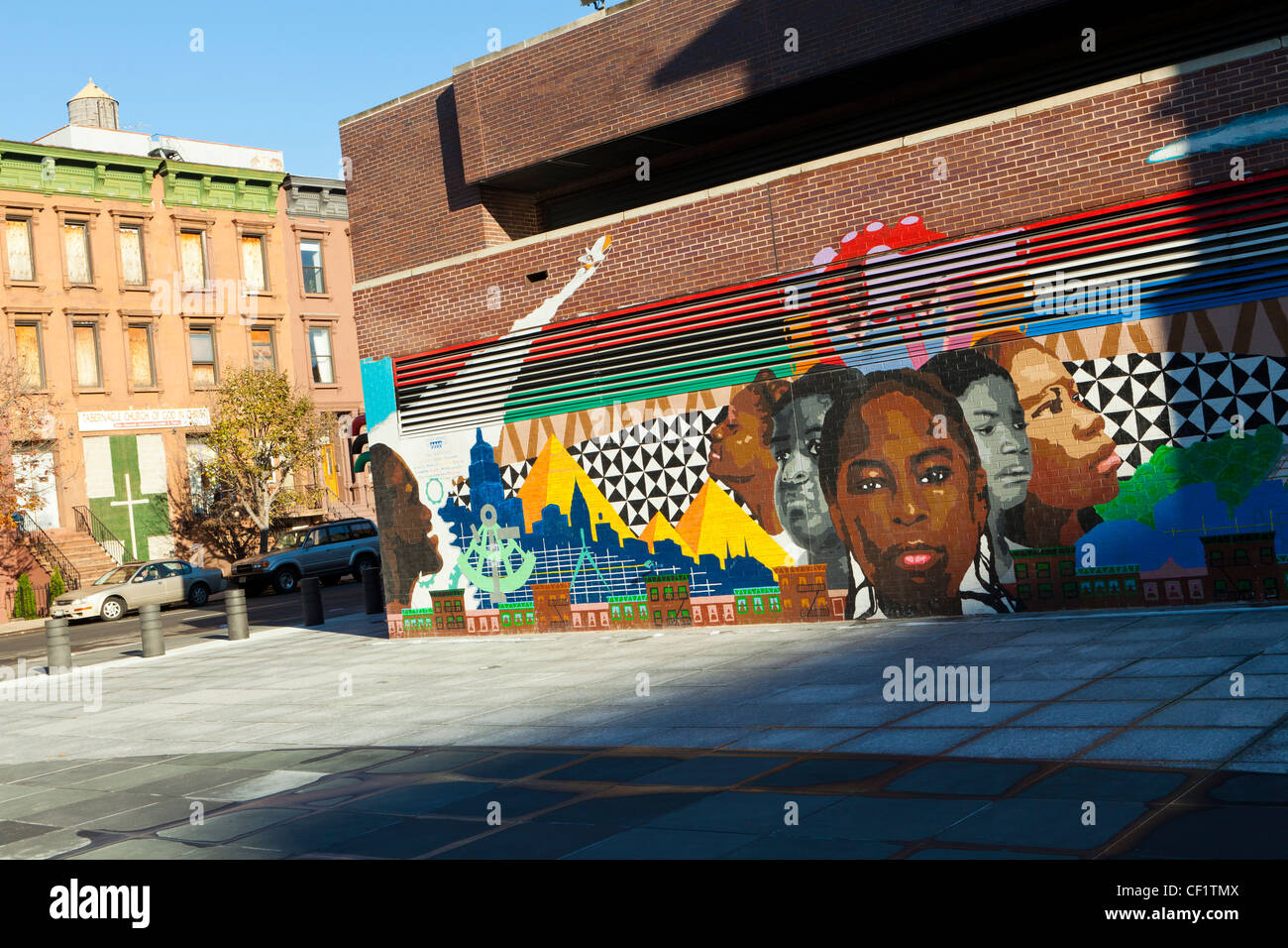 Bunte Wand-Wandbild in Harlem, New York, Vereinigte Staaten von Amerika Stockfoto