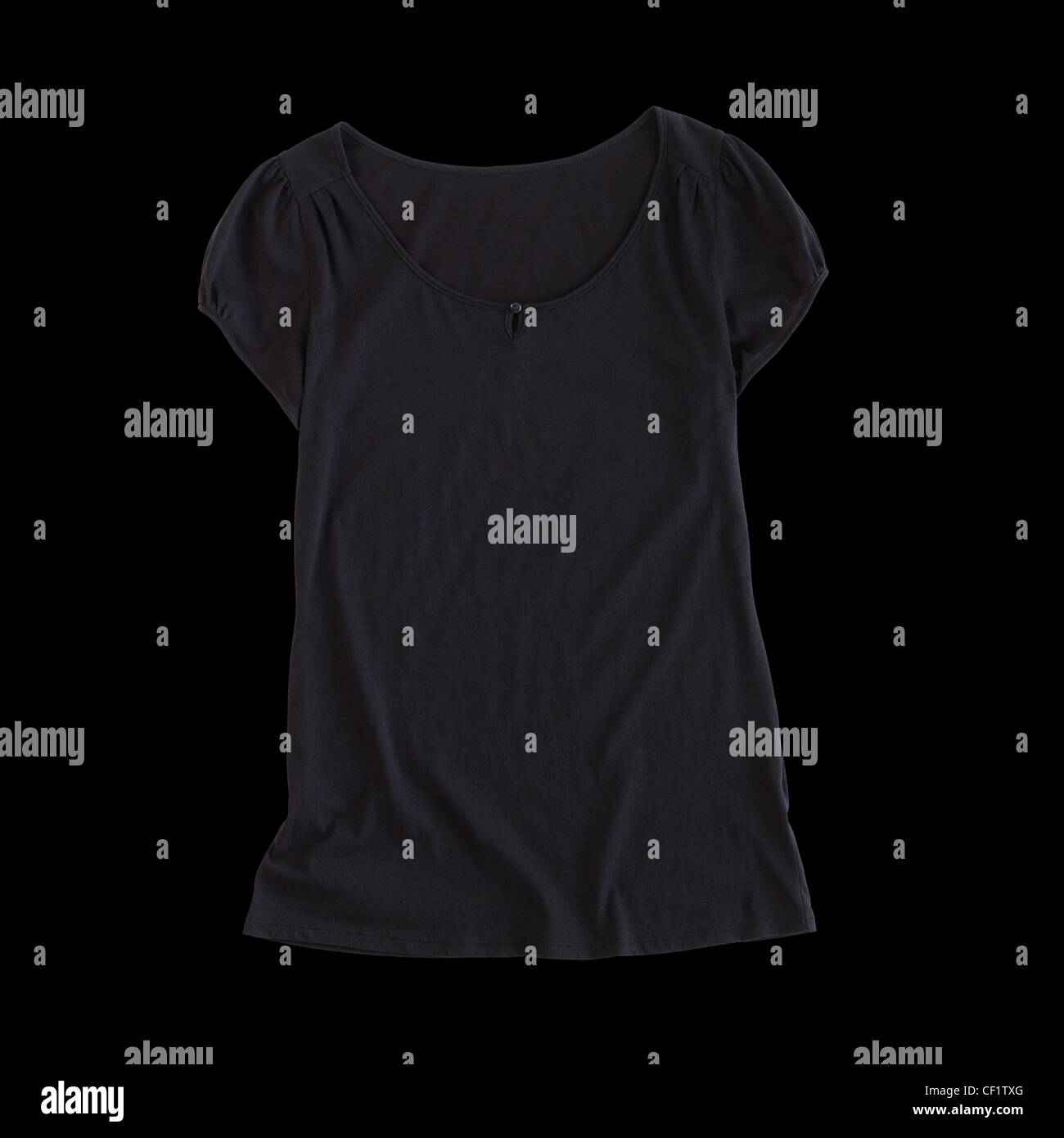 Ein Stillleben Schuss ein Womans schwarzer Baumwolle t-Shirt Stockfoto