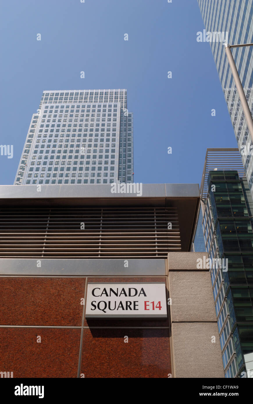 Canada Square im Canary Wharf, der Hauptsitz der mehrere Großbanken. Stockfoto