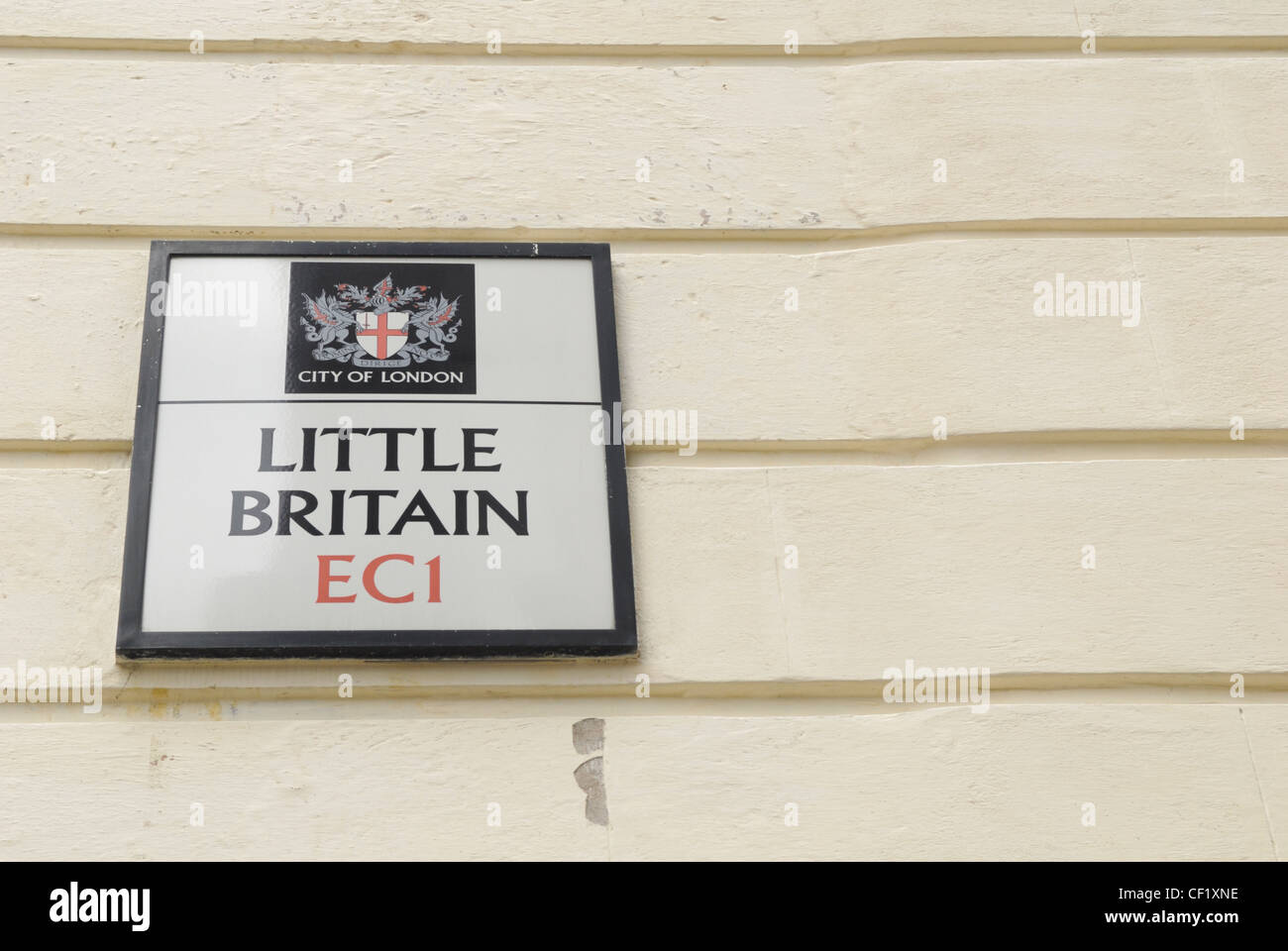 Little Britain Straßenschild in EC1, auch der Name einer populären TV-Comedy-Sendung. Stockfoto