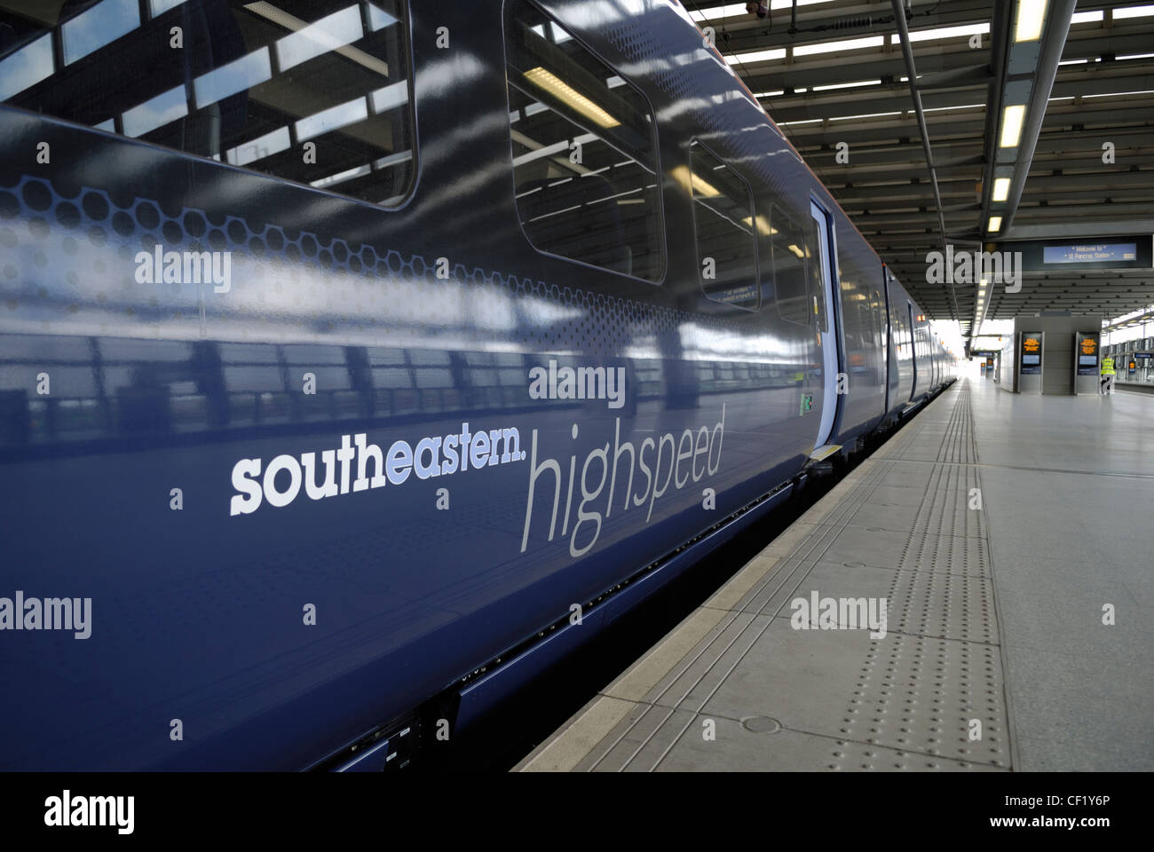 Eines der neuen high-Speed "Javelin" Züge am Bahnhof St Pancras. Diese Züge werden aus London St Pancras, Kent destinati Stockfoto