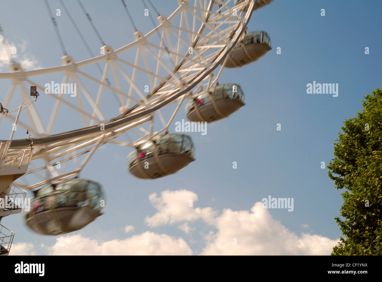 Das London Eye in Bewegung. Stockfoto