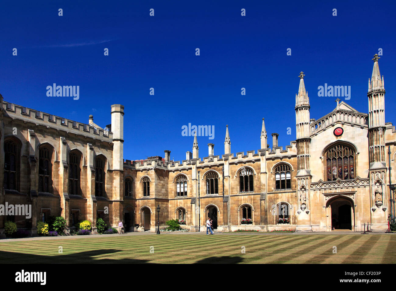 Eine Außenansicht des Corpus Christi College ein University College, Cambridge City, Cambridgeshire, England, UK Stockfoto
