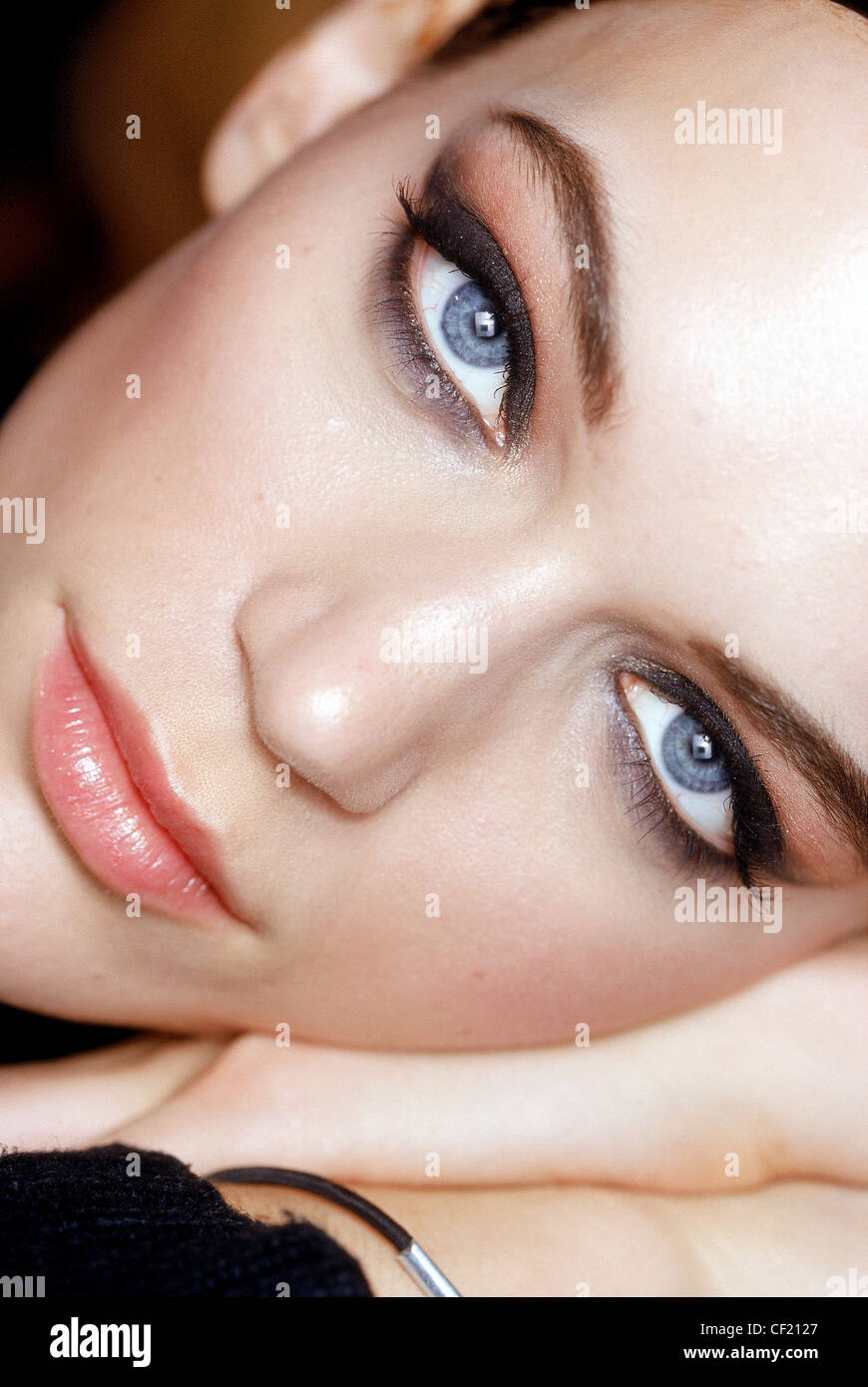 DKNY Backstage NewYork bereit, Herbst-Winter Make-up tragen Stockfoto